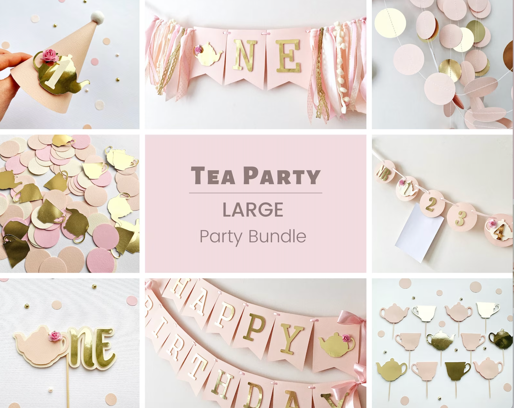 Tea Party 1st Birthday Party Bundle Teacup theme Summer Party 
