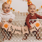 Pumpkin Halfway to One Banner 1/2 Birthday Banner Fall Half Birthday 6 Month Party