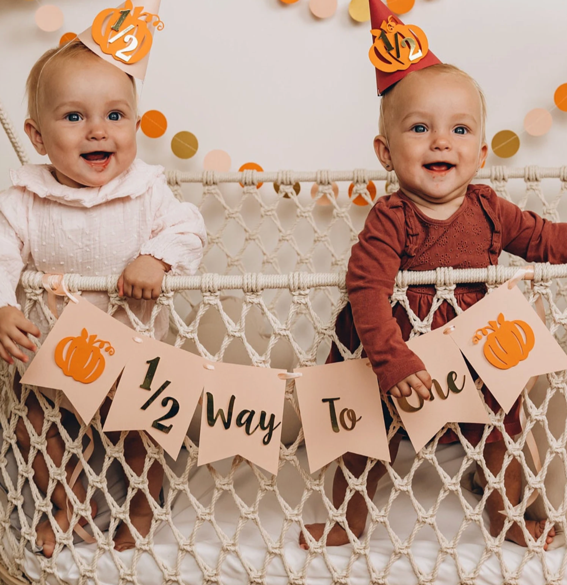 Pumpkin Halfway to One Banner 1/2 Birthday Banner Fall Half Birthday 6 Month Party