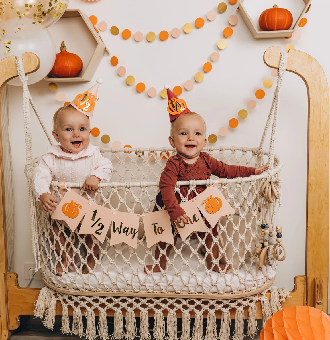 Pumpkin Halfway to One Banner 1/2 Birthday Banner Fall Half Birthday 6 Month Party