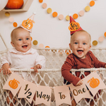 Pumpkin Halfway to One Banner 1/2 Birthday Banner Fall Half Birthday 6 Month Party