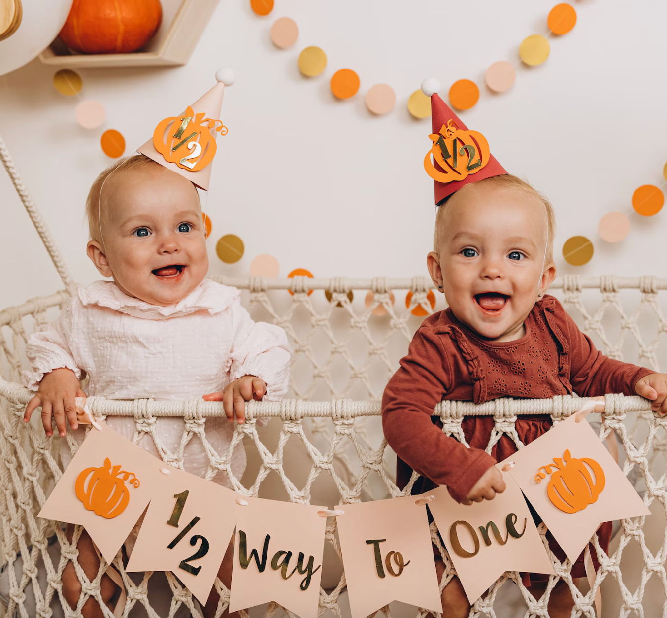 Pumpkin Halfway to One Banner 1/2 Birthday Banner Fall Half Birthday 6 Month Party