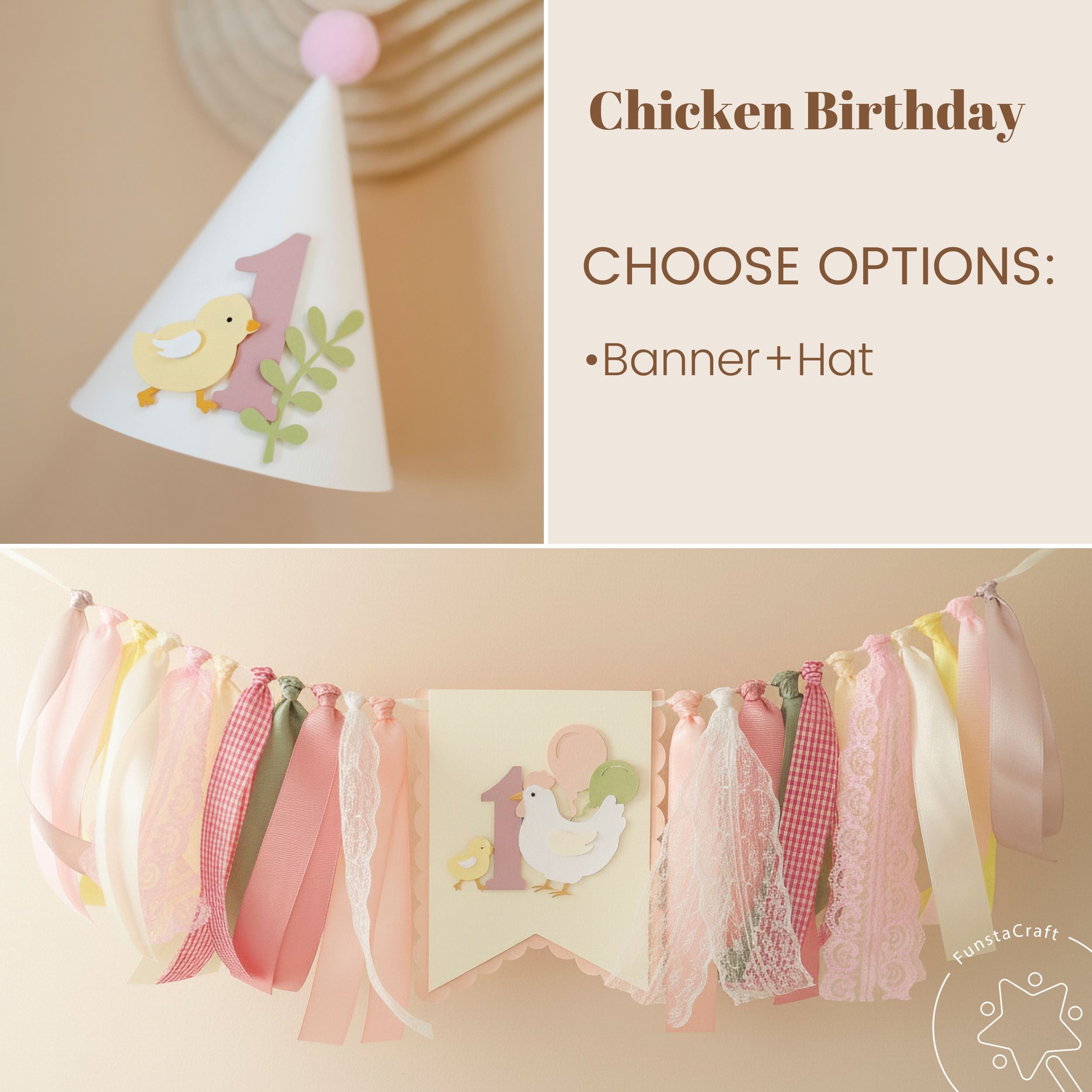 Chicken 1st Birthday Highchair Banner: This Chick is ONE