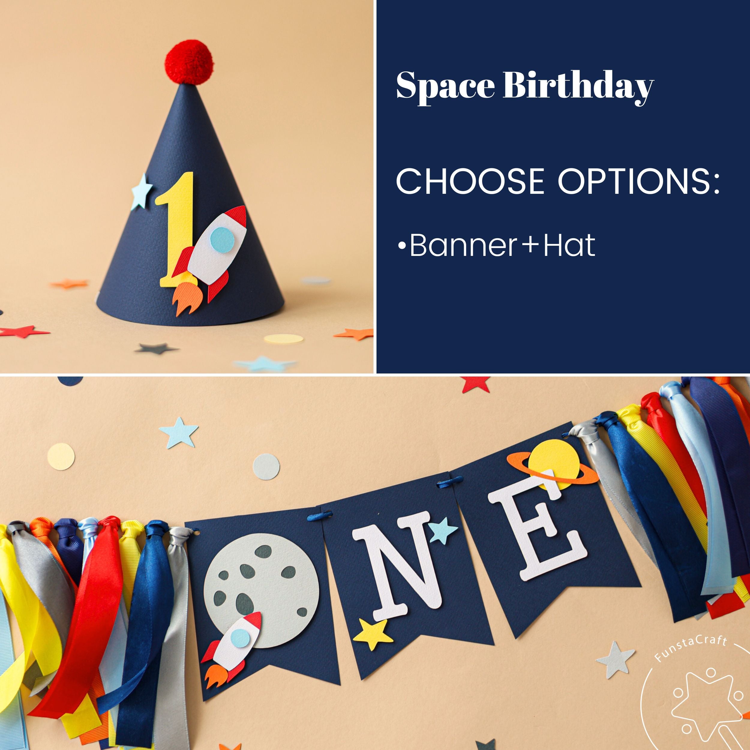 Space ONE High Chair Banner - First Trip Around the Sun Birthday Decorations