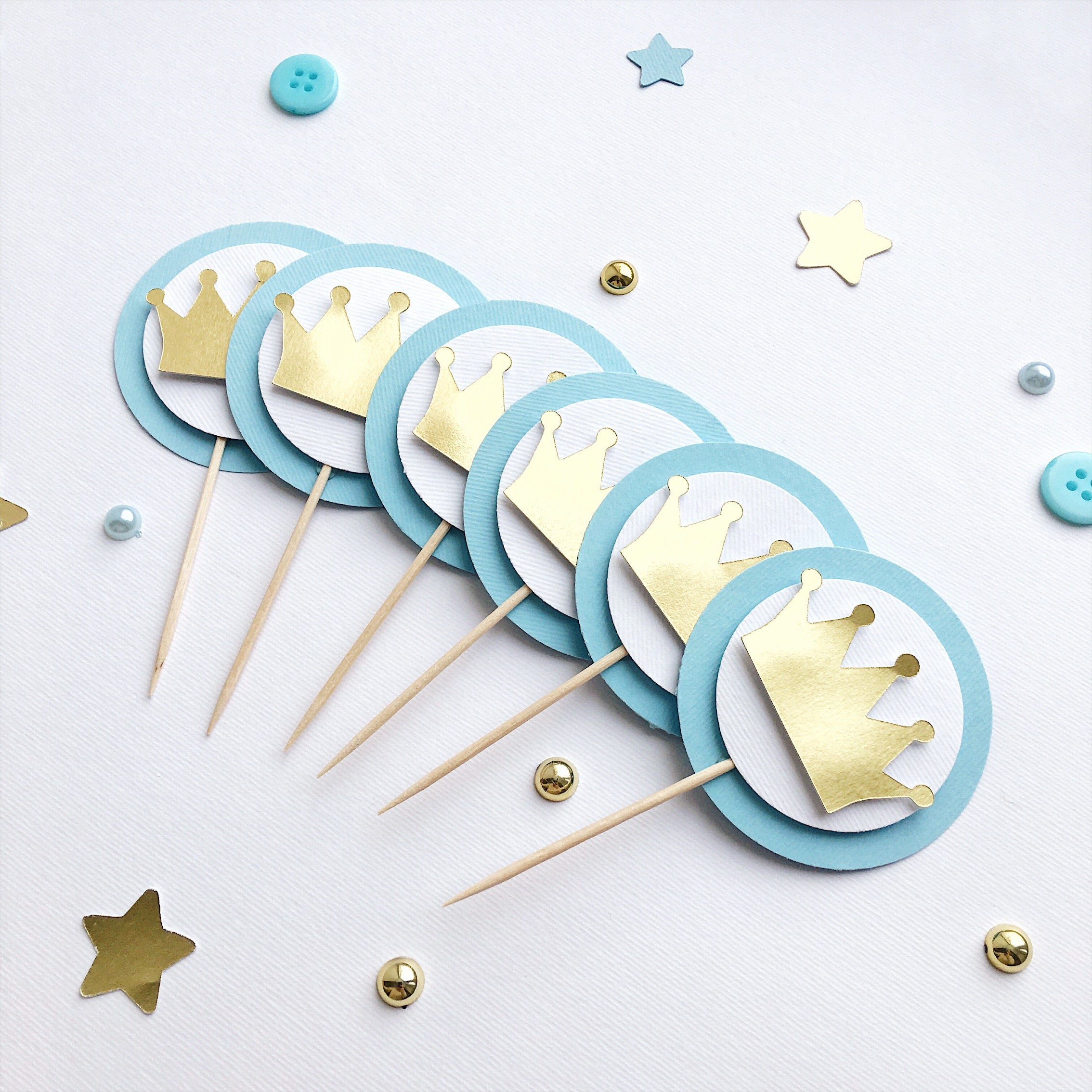 Royal Cupcake Toppers Little Prince Baby Shower Prince&Princess Themed
