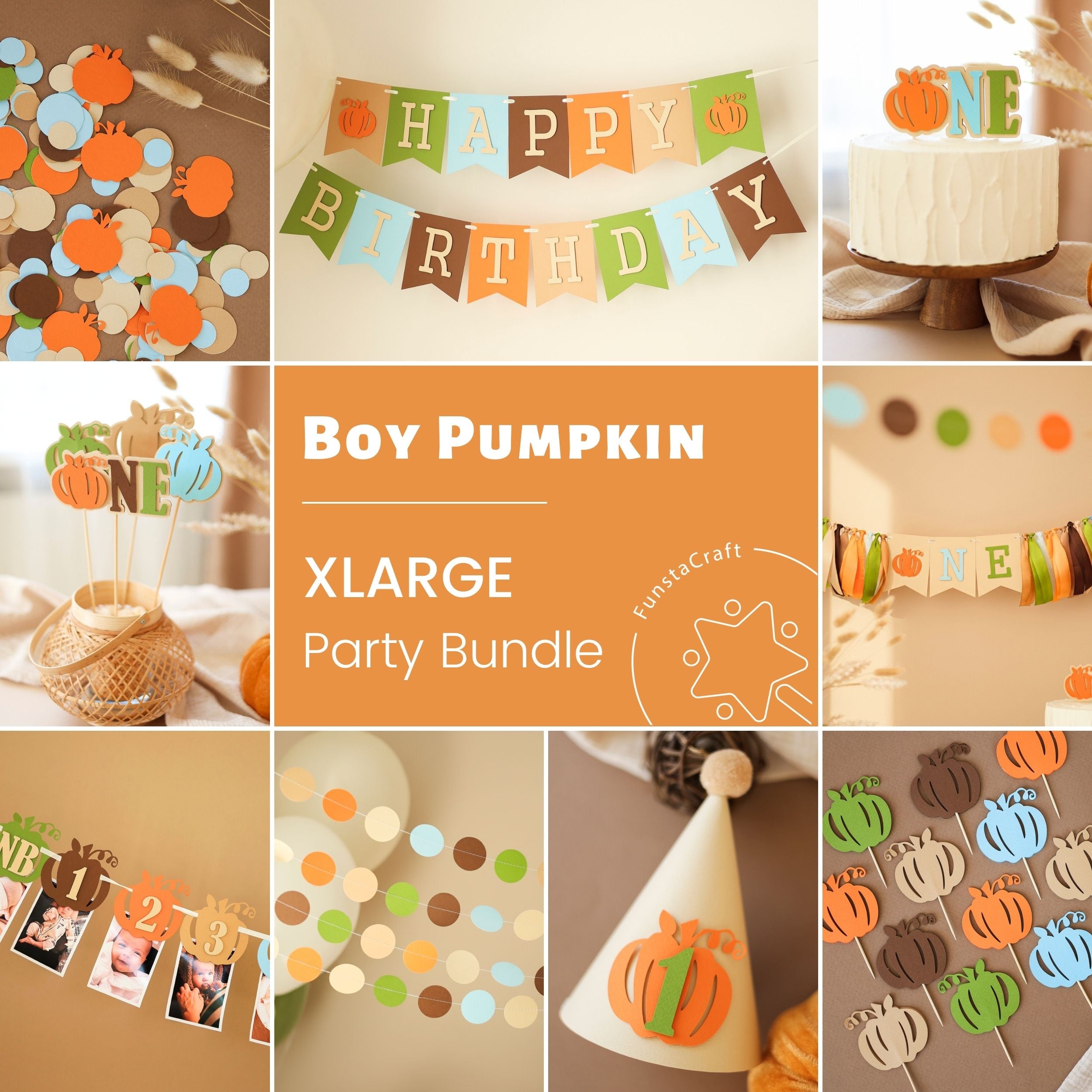 Little Pumpkin Boy 1st Birthday Decorations - Fall Party Supplies