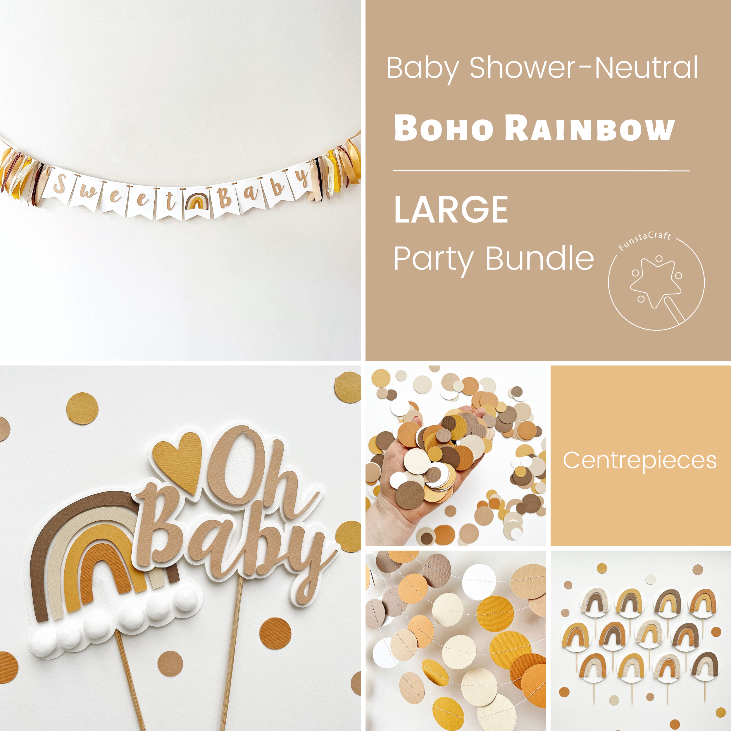 Baby Shower Boho Rainbow Party Bundle Birthday Party