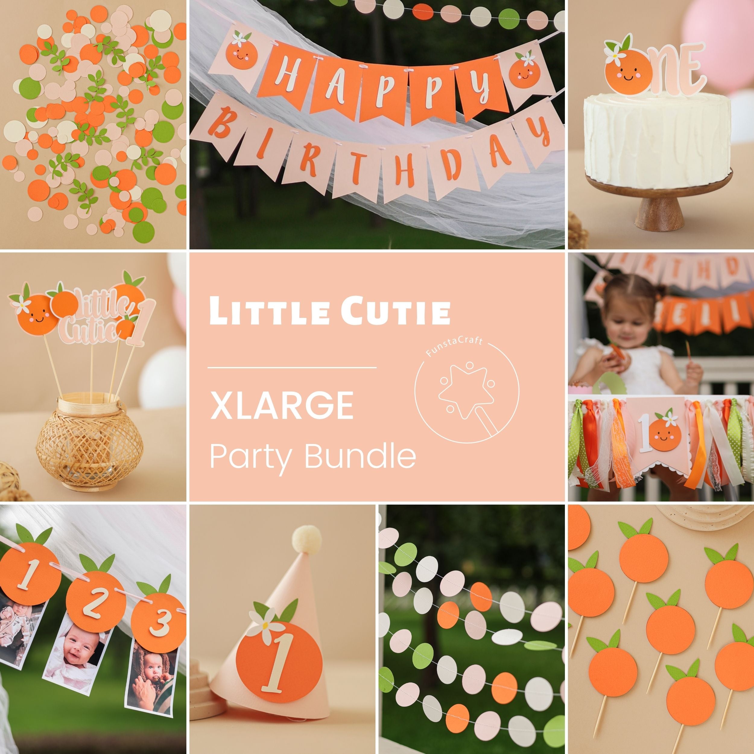 Little Cutie 1st Birthday Party Bundle - Orange Clementine First Birthday