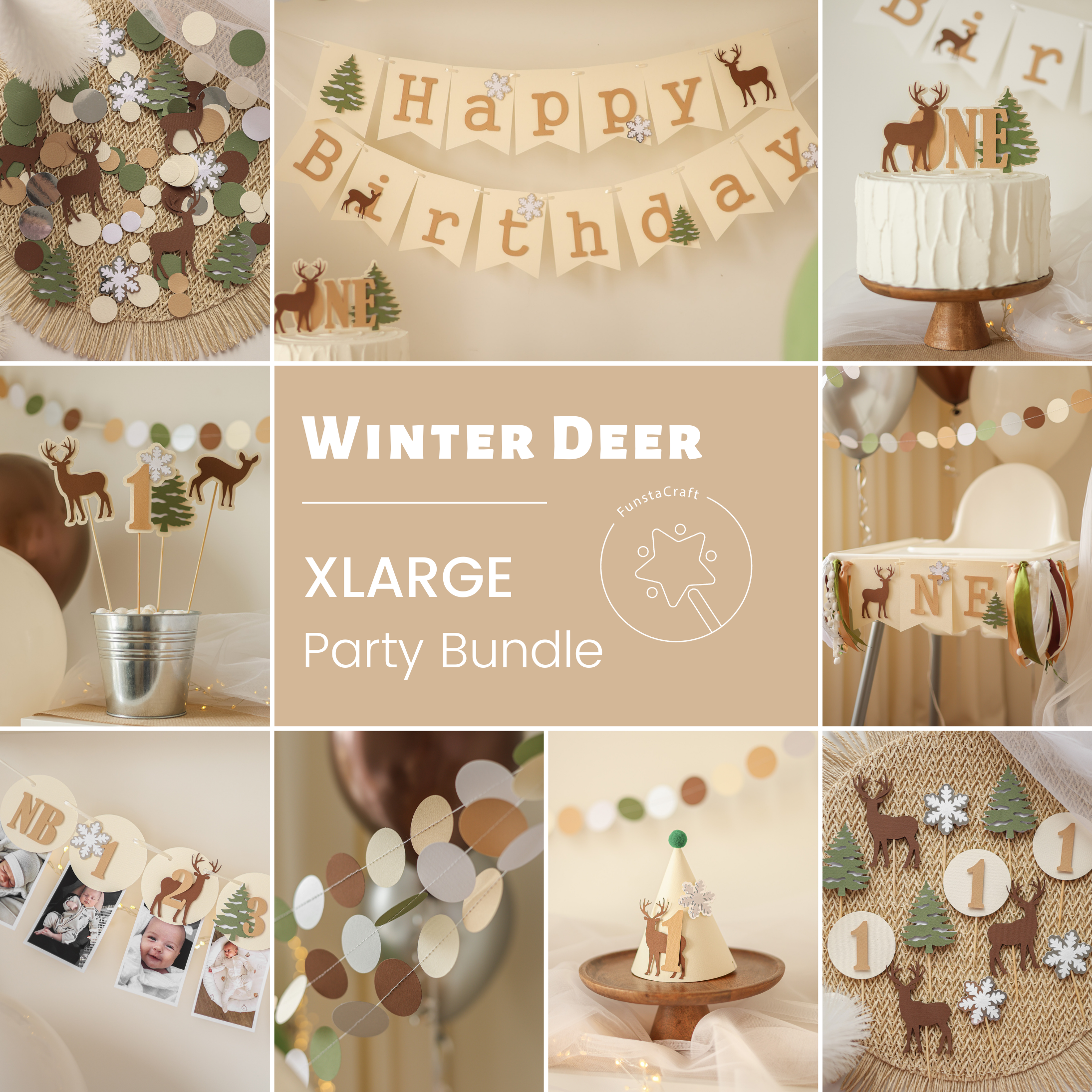 Deer Winter Onederland 1st Birthday Bundle Christmas Birthday party 