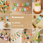 Dino 1st Birthday bundle - Dinosaur Happy Birthday Banner in sage green and terracotta for 1st birthday