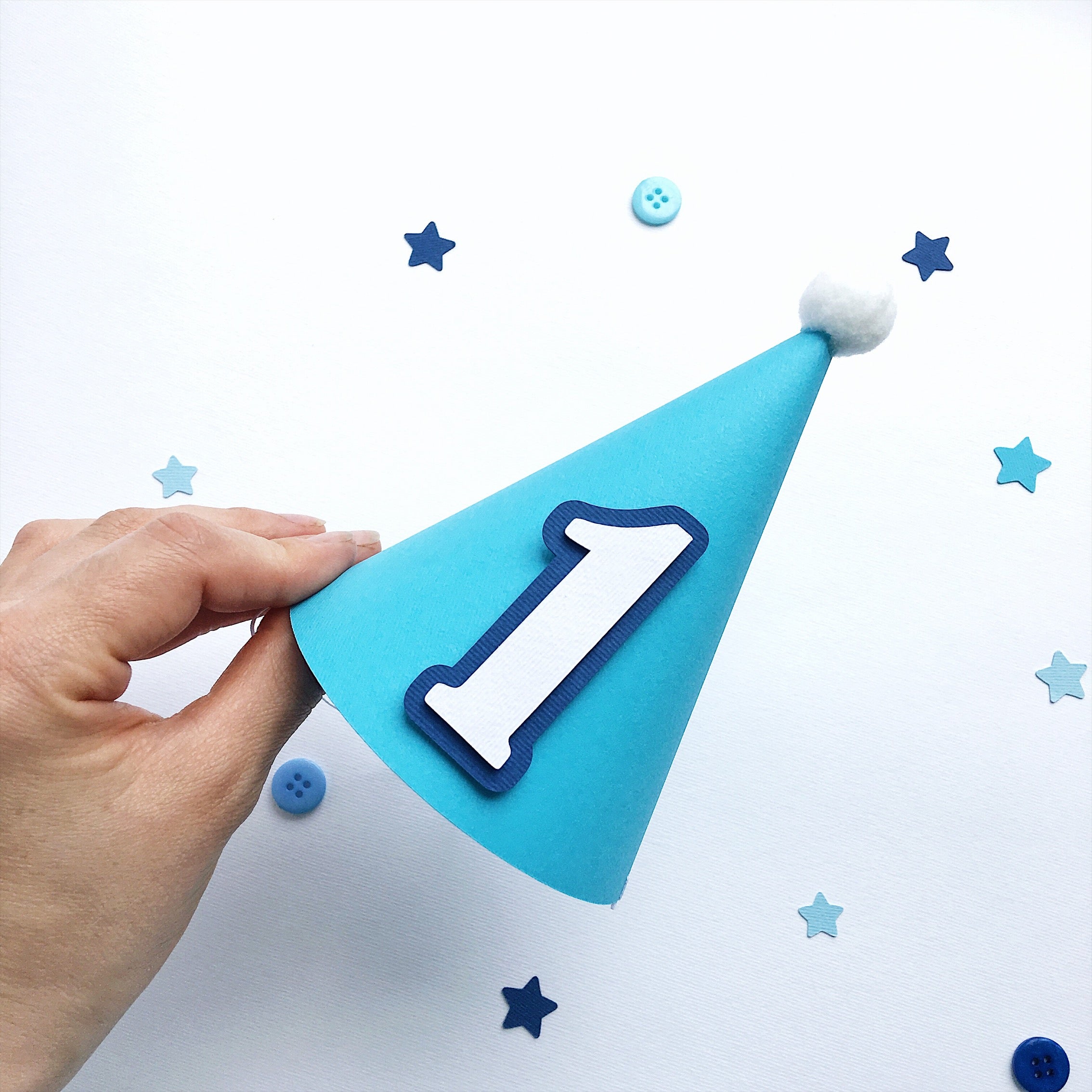 Boy Ombre One Party Hat Boy 1st Happy Birthday Decorations I Am One Blue First Birthday Decorations