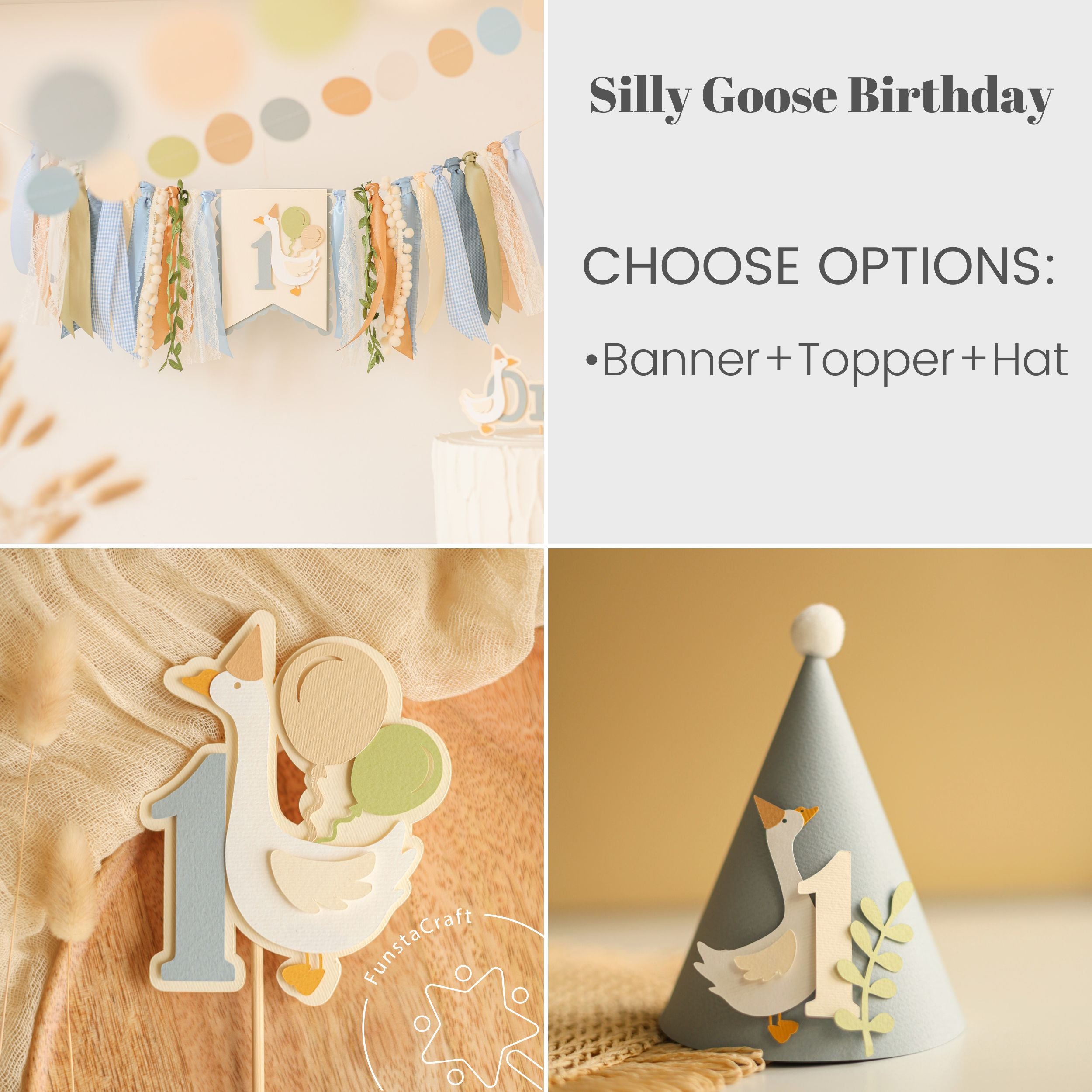ONE Silly Goose Dusty Blue Highchair Banner - Ready To Ship