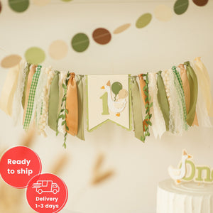 ONE Silly Goose Sage Green Highchair Banner - Ready To Ship