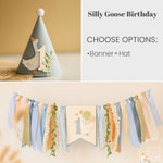 ONE Silly Goose Dusty Blue Highchair Banner - Ready To Ship