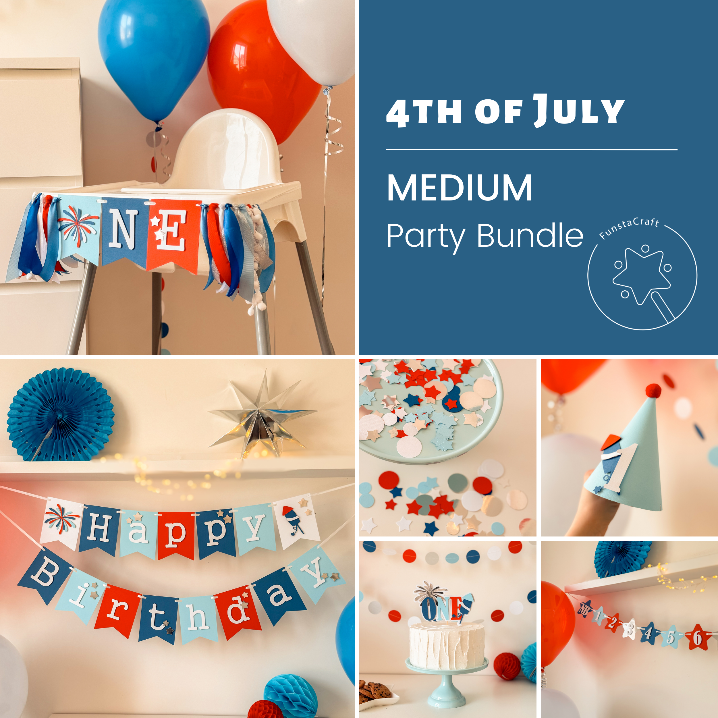 4th of July Birthday Party Bundle Independence Day Birthday Our Little Firecracker 