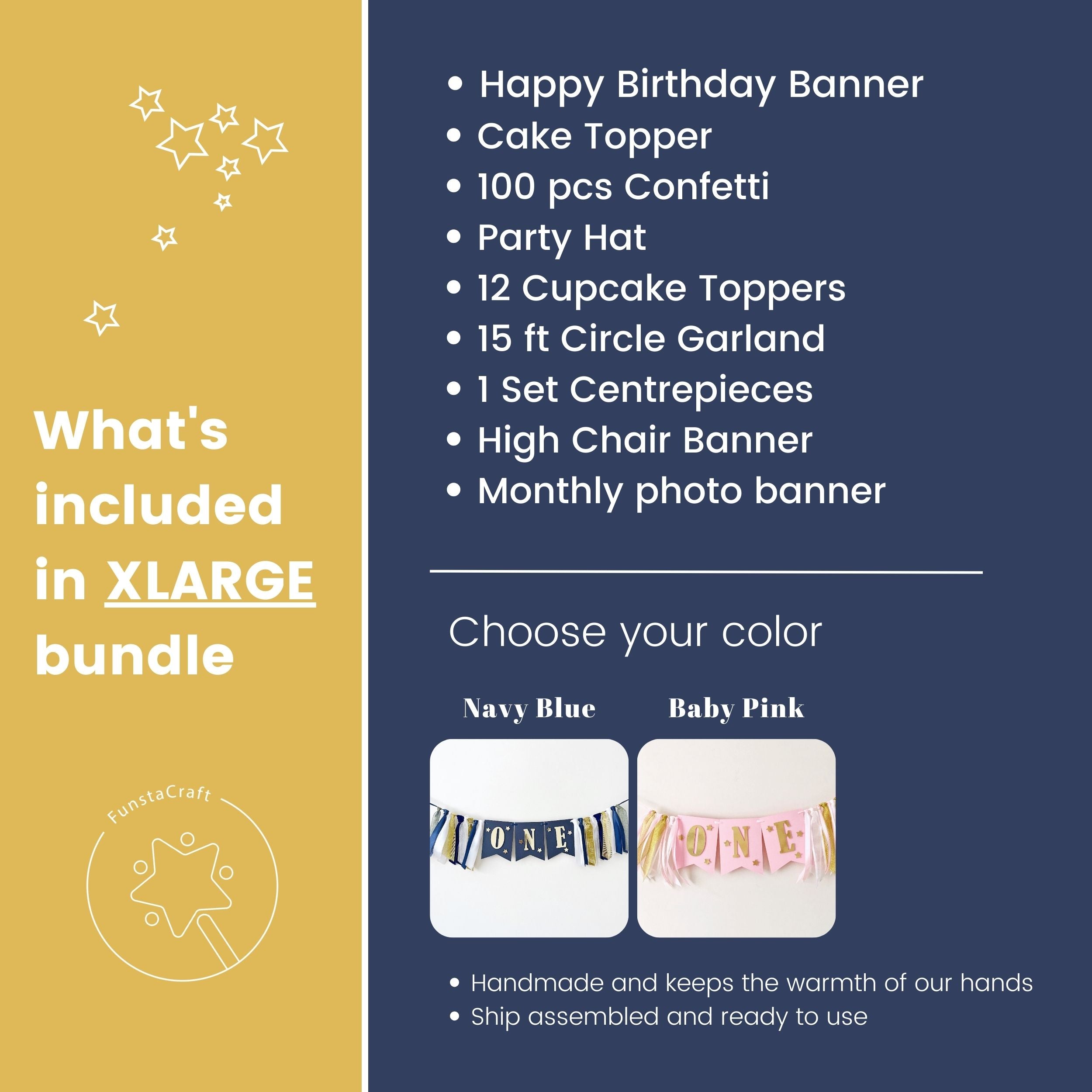 Twinkle Little Star 1st Birthday Bundle - Navy Blue Boy Party Decorations