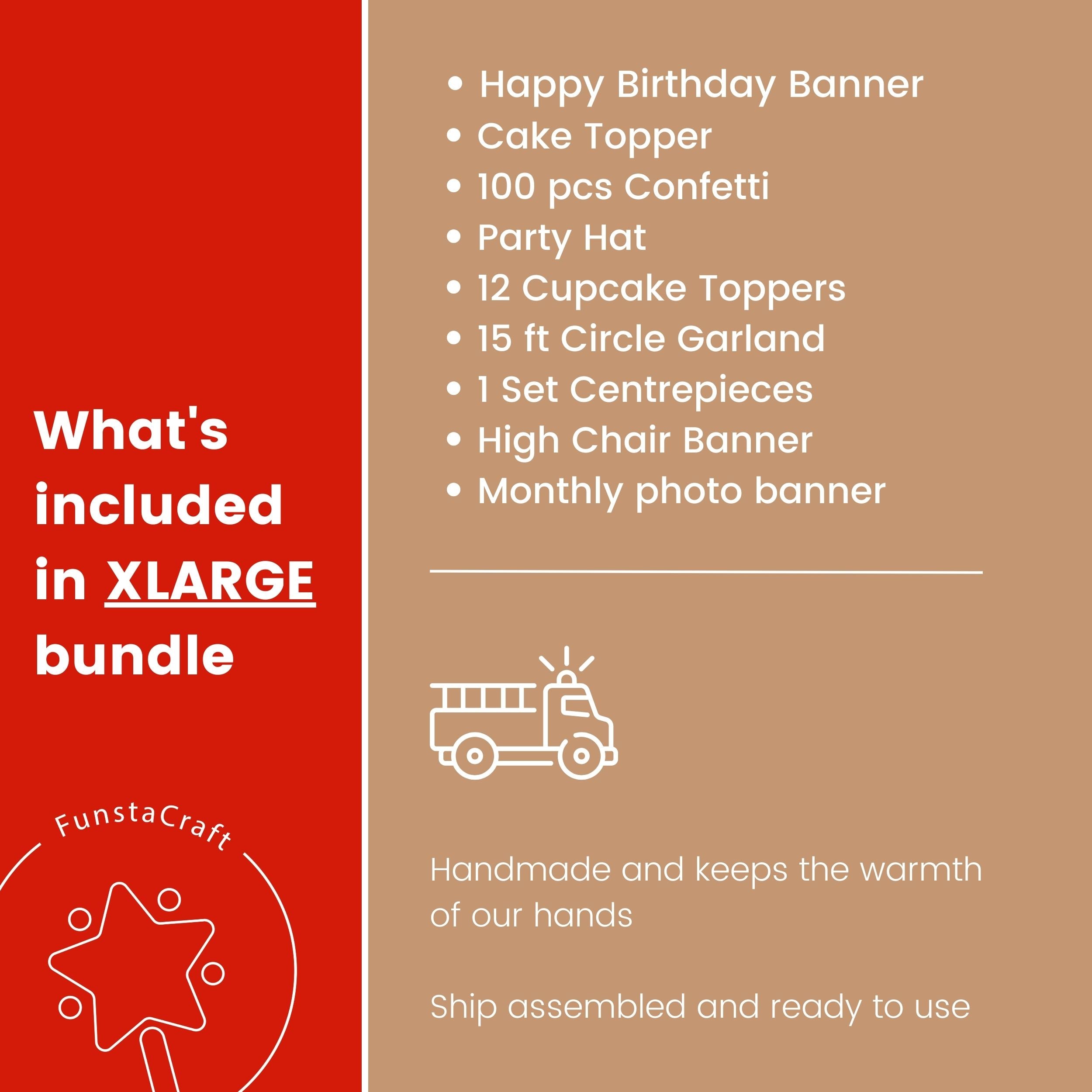 Firetruck Birthday Bundle - Little Fireman Party Decorations - Three Alarm Fire Theme