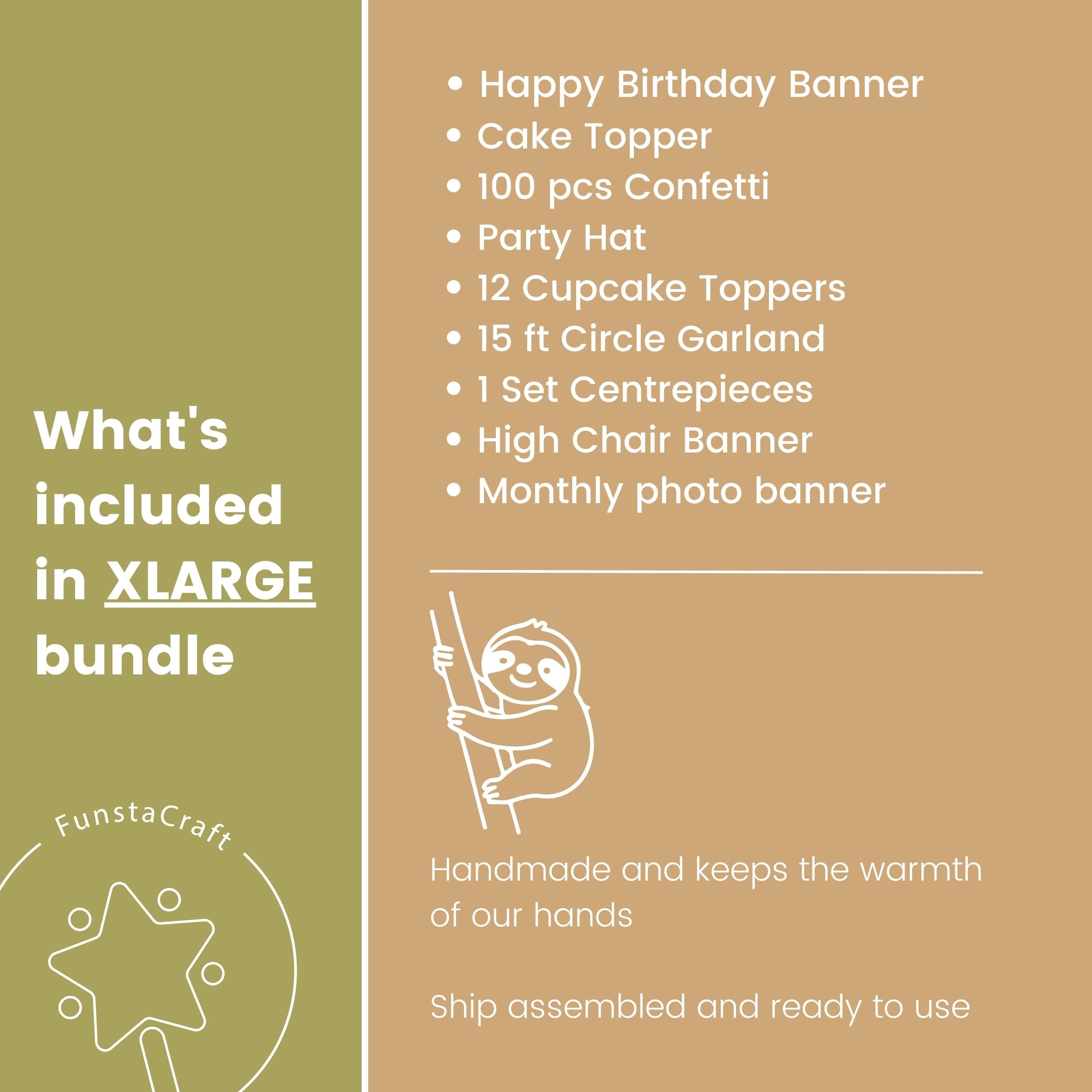 Sloth 1st Birthday Decorations Bundle