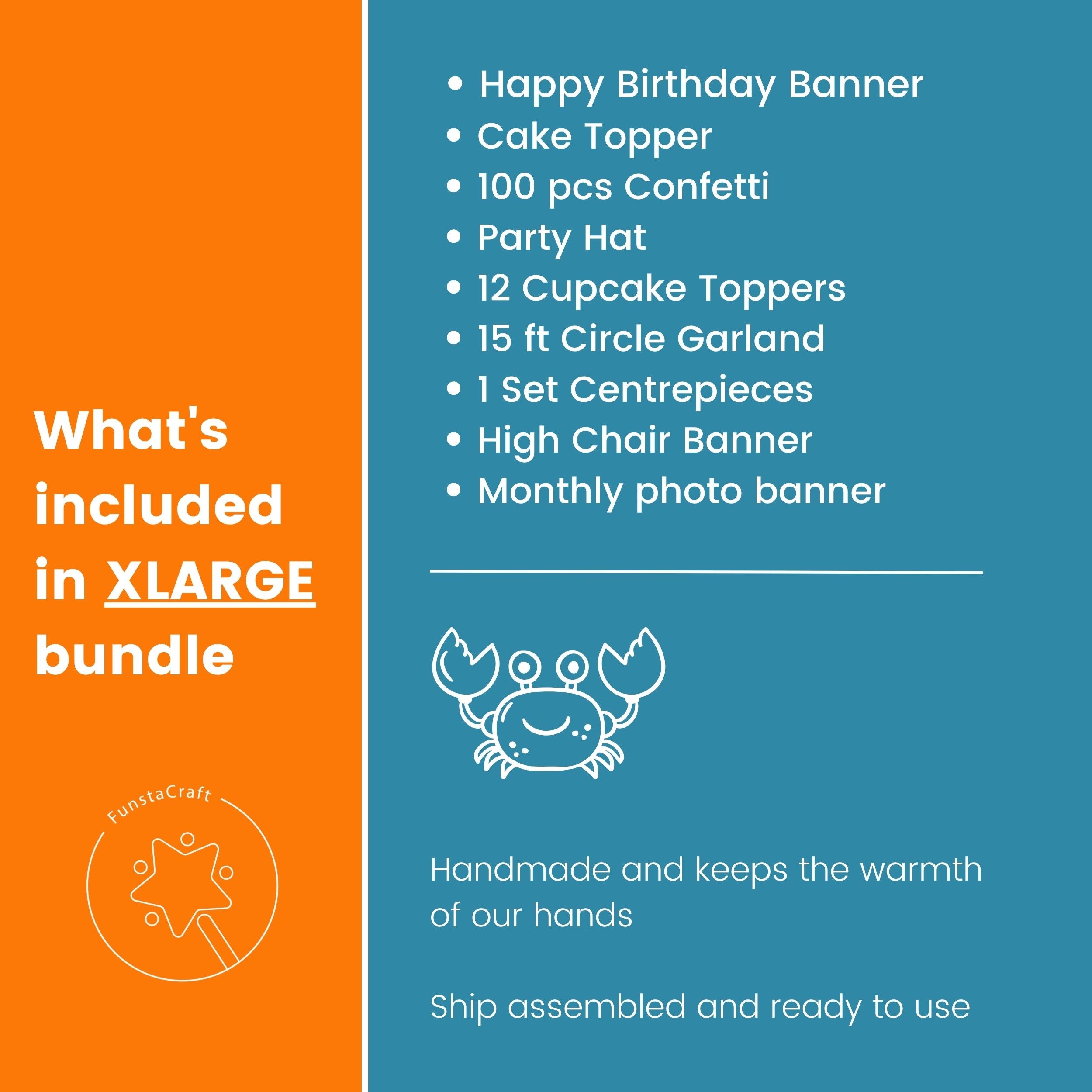 List of items included in a 'XLARGE' Under the Sea party bundle 