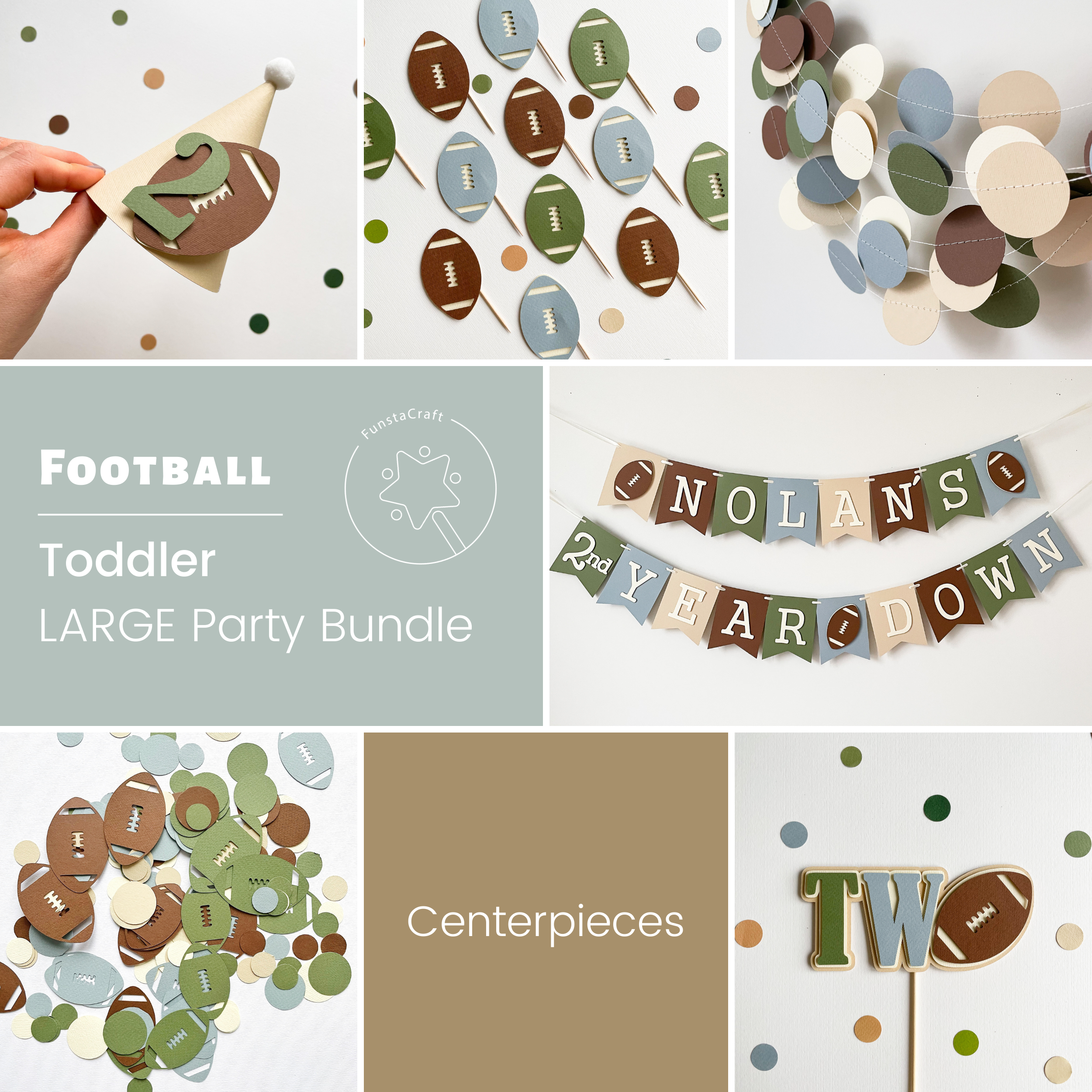 2nd Year Down Birthday Football Toddler Party Decorations