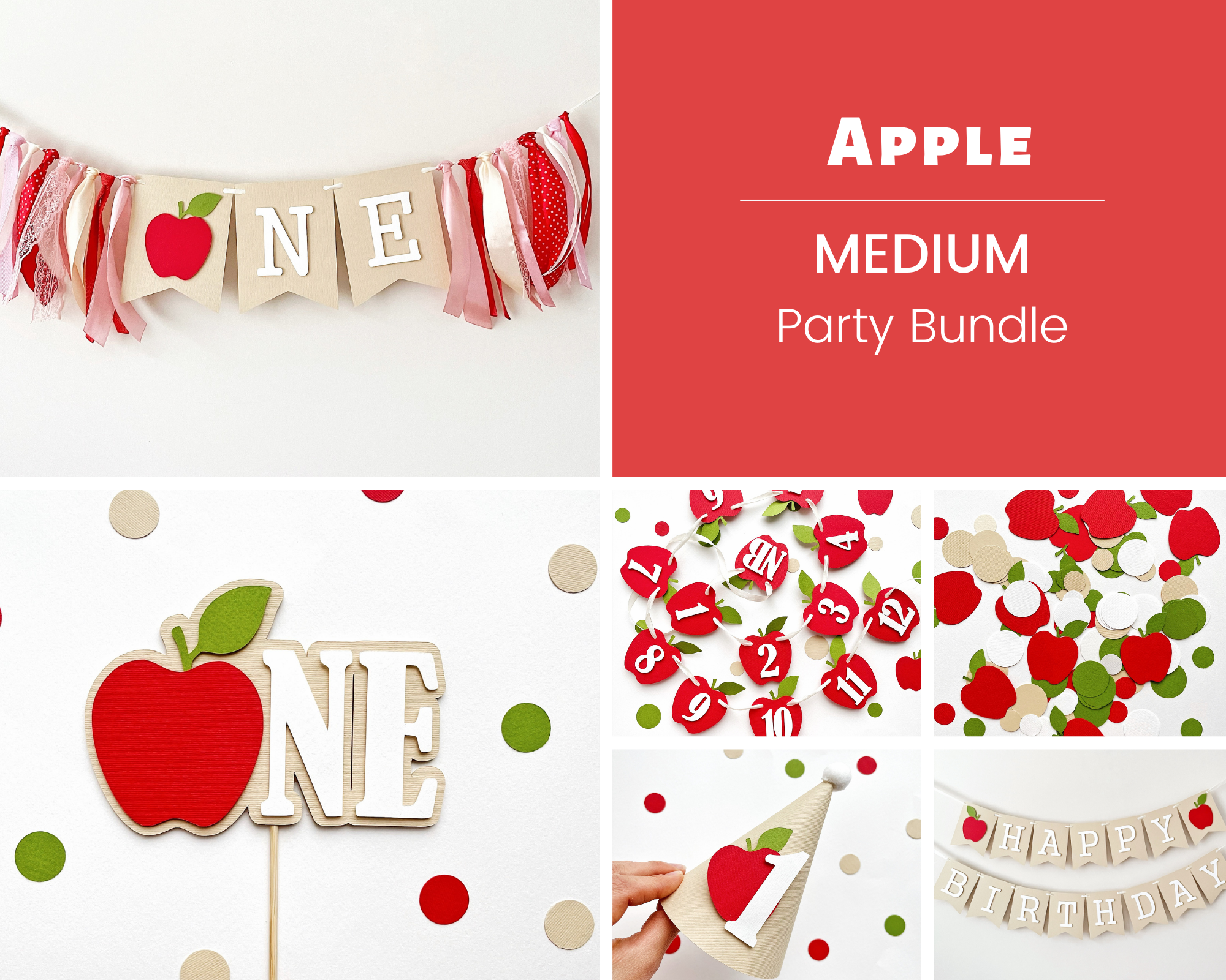 Cute Apple Theme 1st Birthday Bundle - Your Baby's First Bday Bash!