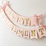 Happy Retirement party banner Blush Gold Happy Birthday Banner Personalized Blush Banner Blush Gold Decorations