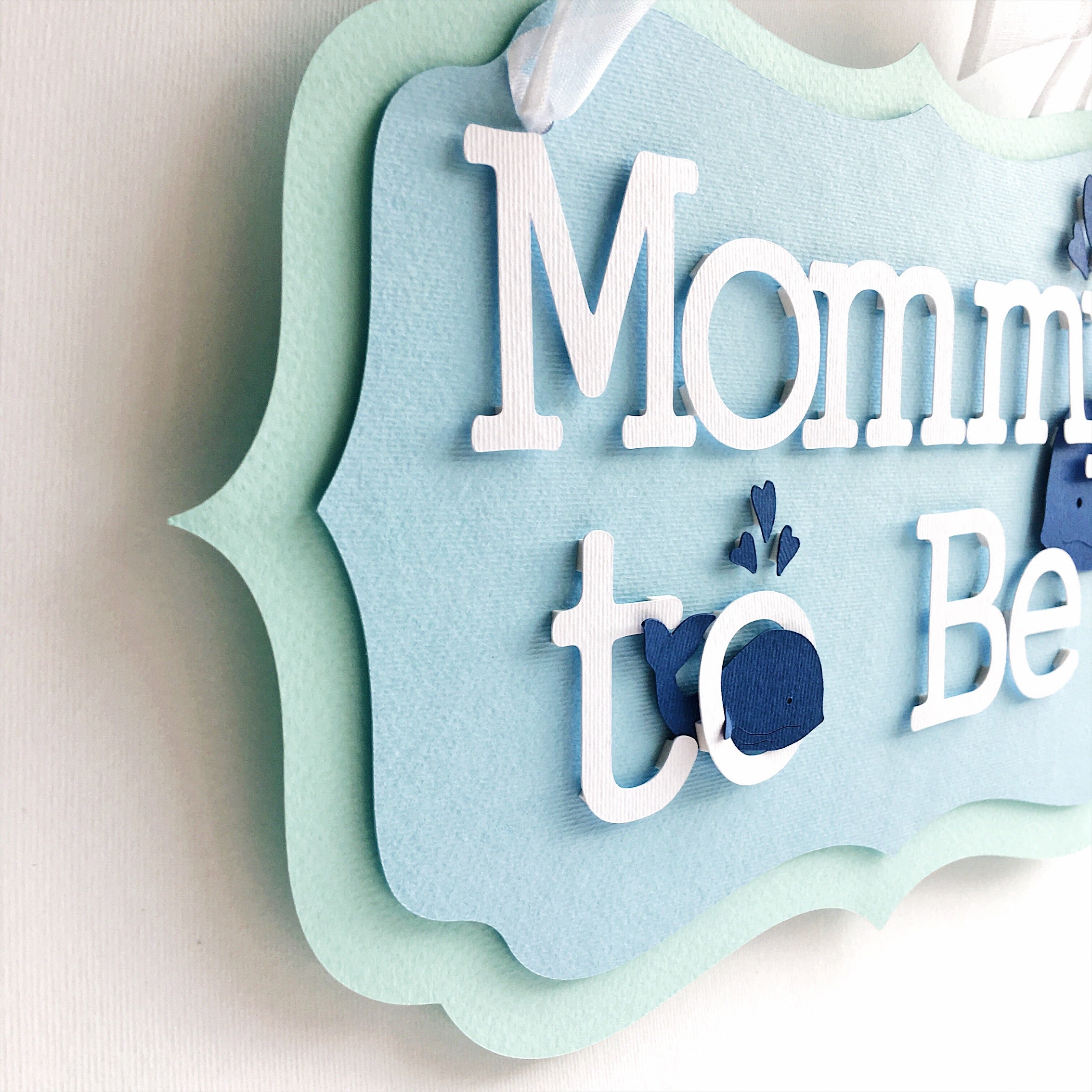 Whale Mommy to Be Chair Banner OceanBaby Shower Sign Blue Aqua party 