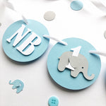 Elephant 12 Month Photo Banner Blue Elephant 1st Birthday Decorations 