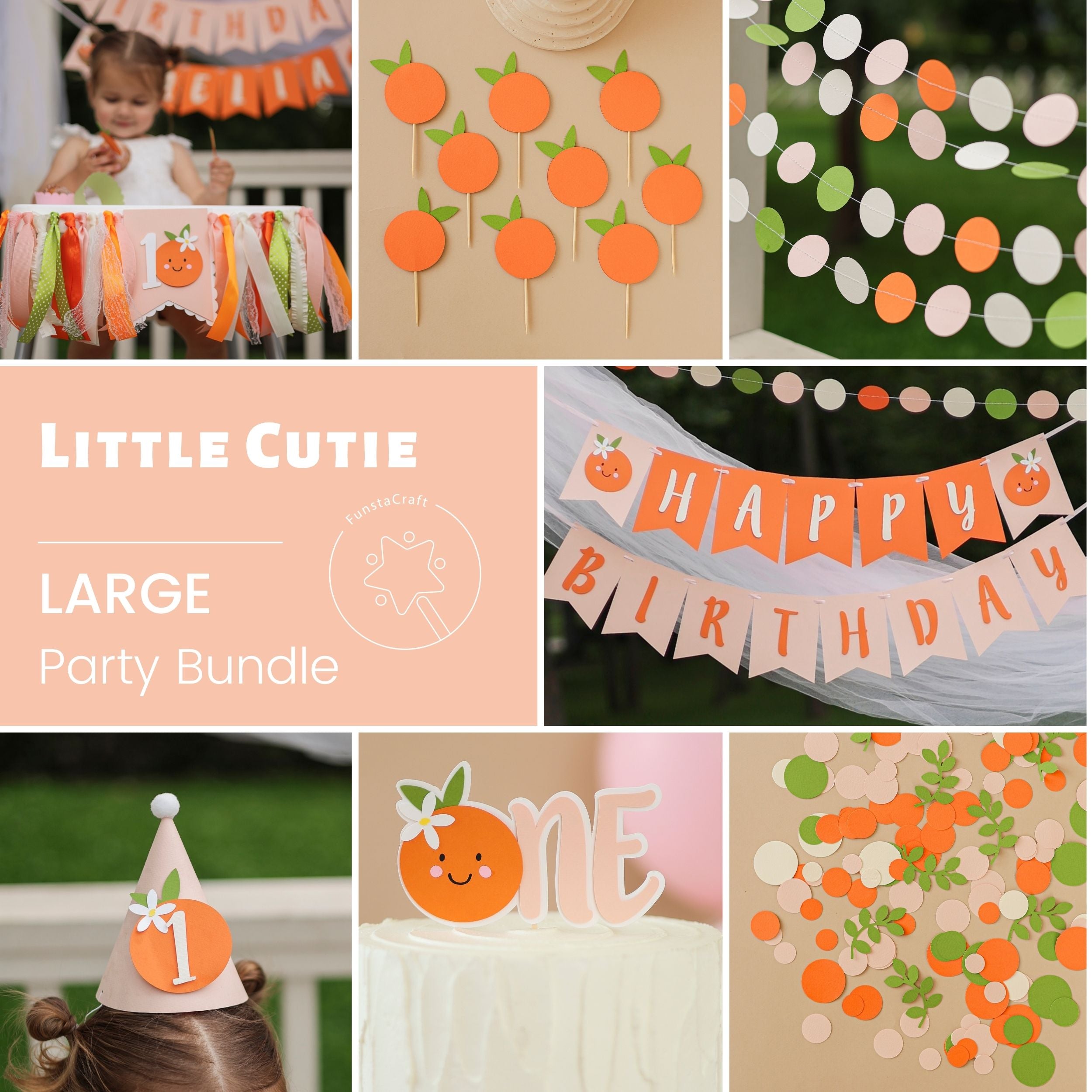 Little Cutie 1st Birthday Party Bundle - Orange Clementine First Birthday