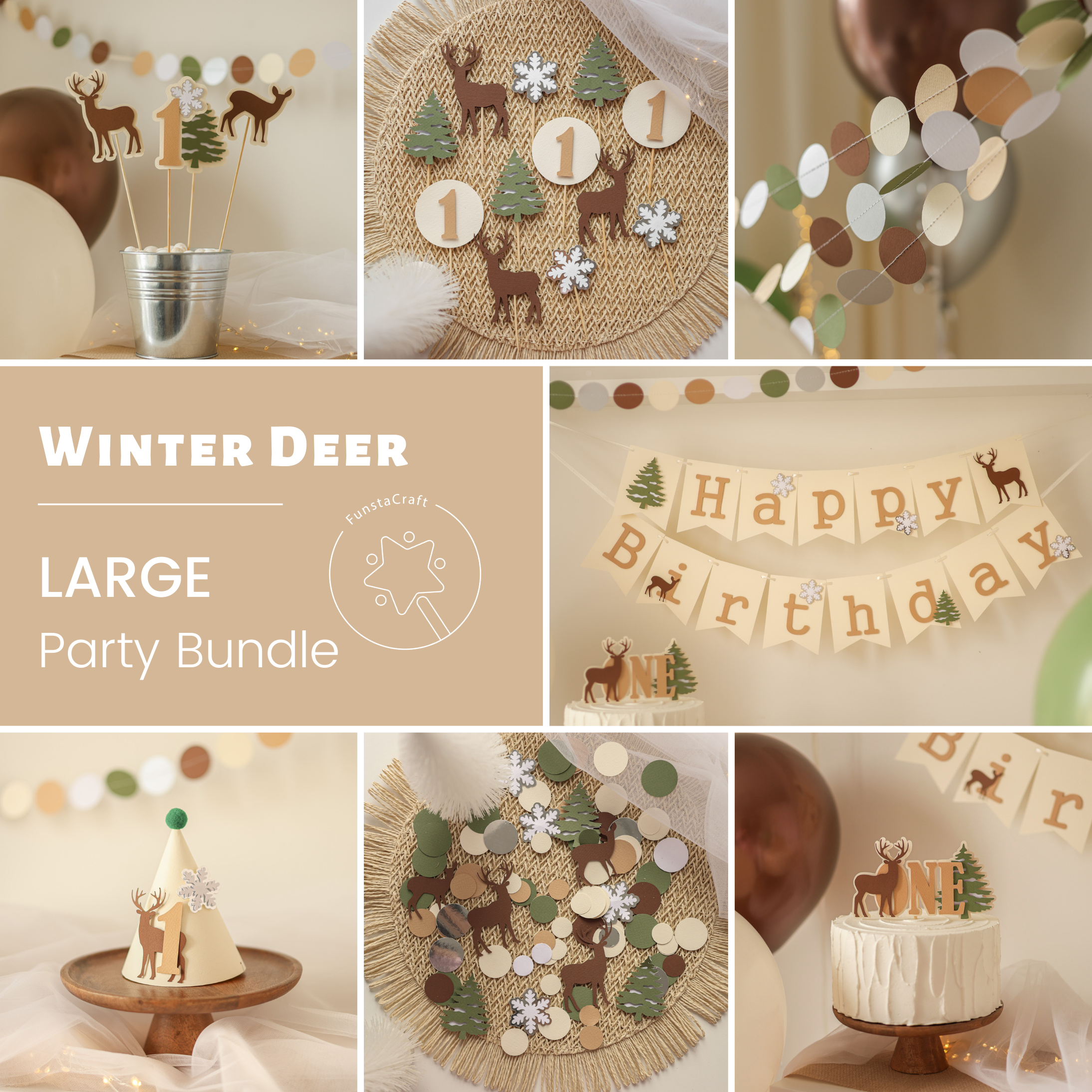 Deer Winter Onederland 1st Birthday Bundle Christmas Birthday party 