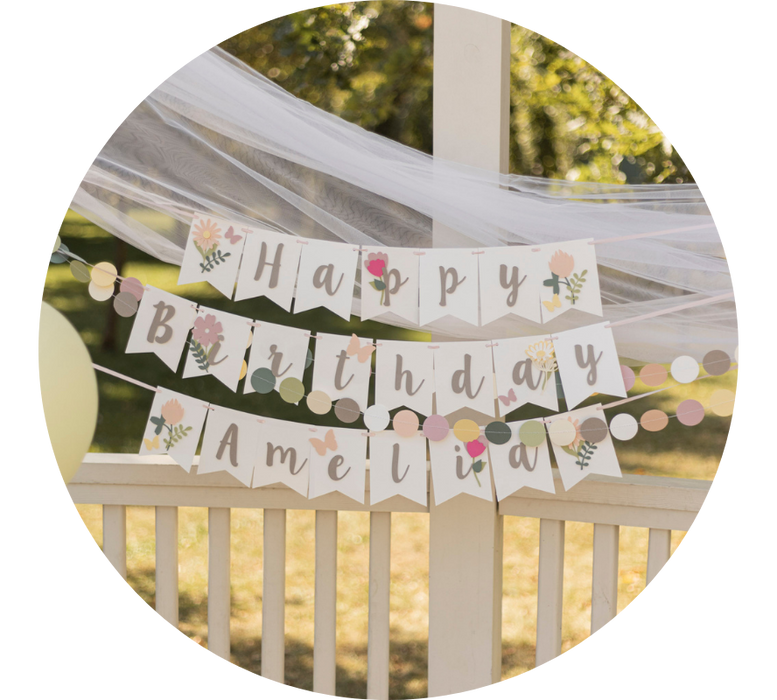 Wildflowers Happy Birthday Banner