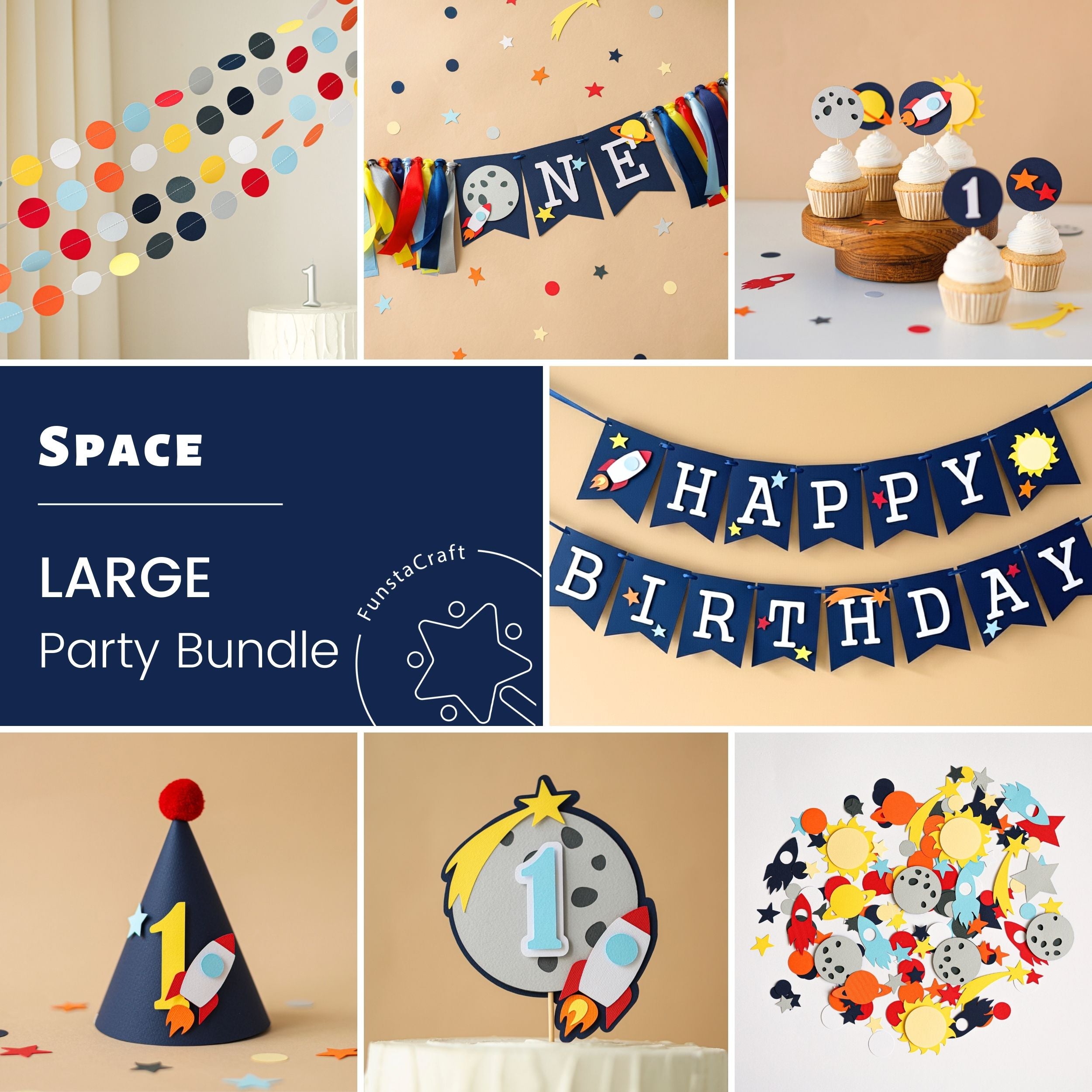 First Trip Around the Sun Birthday Decorations - Space Party Bundle