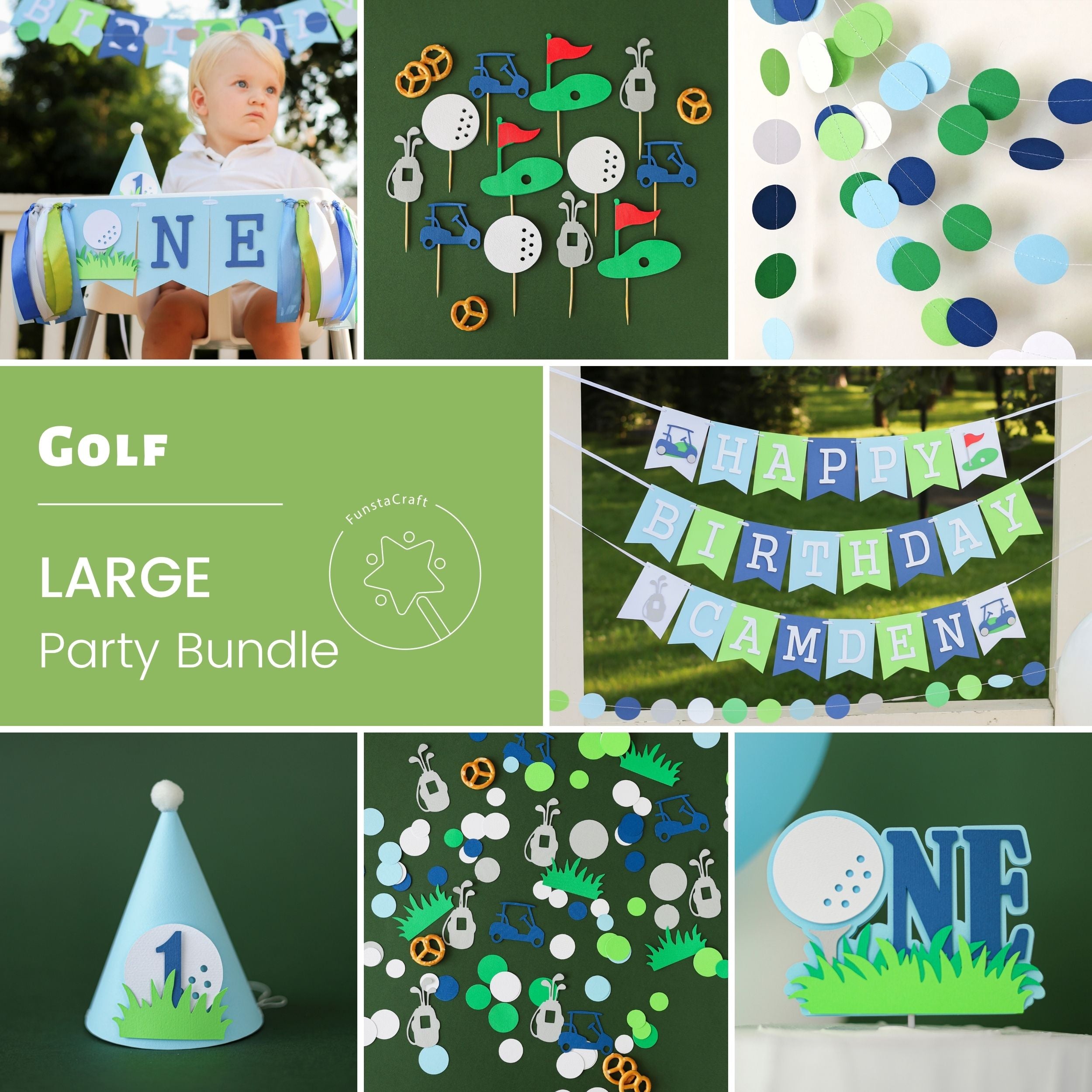 Golf 1st Birthday Party Bundle - Boy Hole in One Birthday Decorations