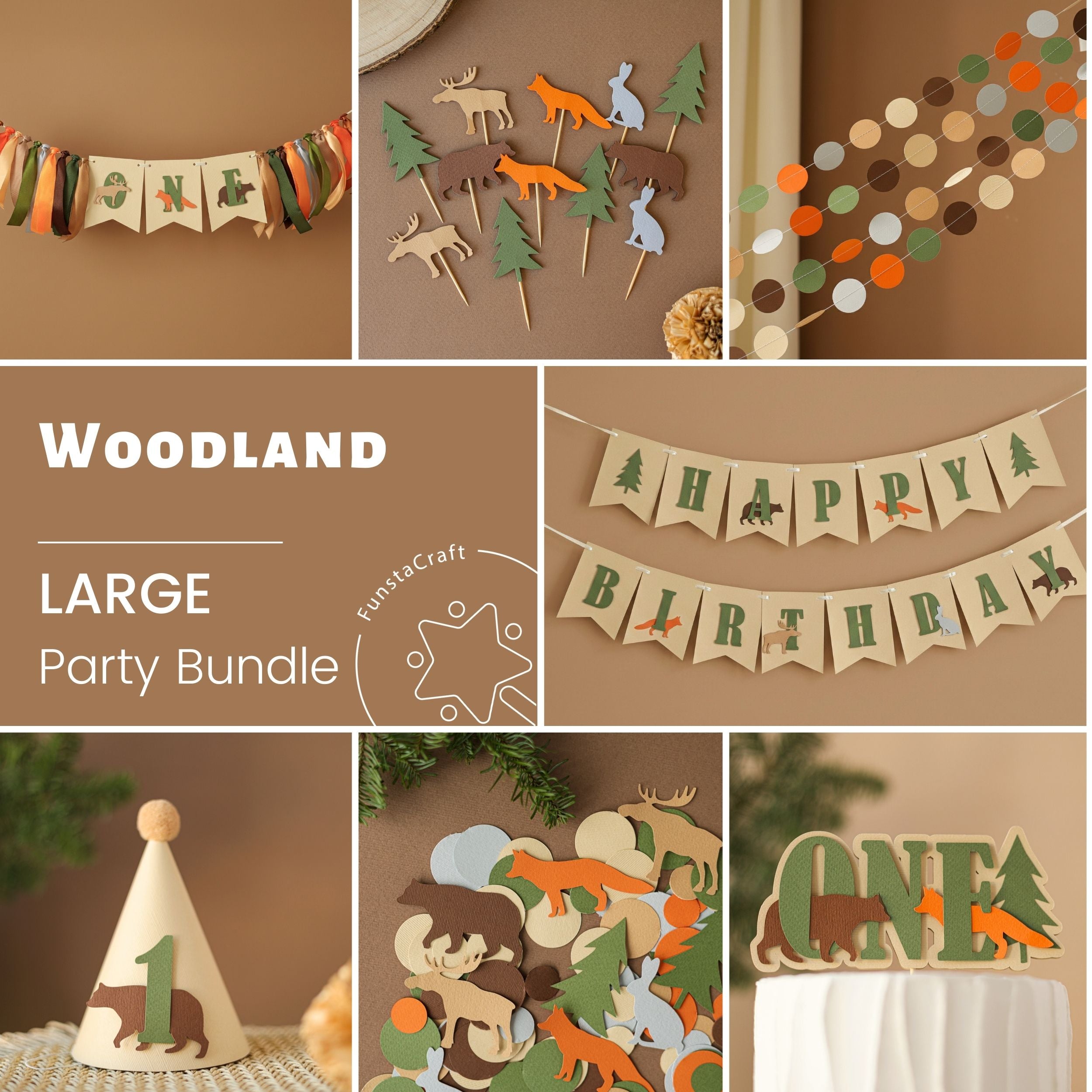 Woodland 1st Birthday Bundle - Forestcore Animals Party Decorations