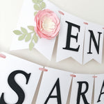 Floral banner Engagement Party Decor Bridal Shower Party Ideas Bridal Shower Decor Flower Wedding Decor Personalised Wedding Banner Engaged Party Decor 