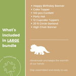 Dino 1st Birthday bundle - Dinosaur Happy Birthday Banner in sage green and terracotta for 1st birthday