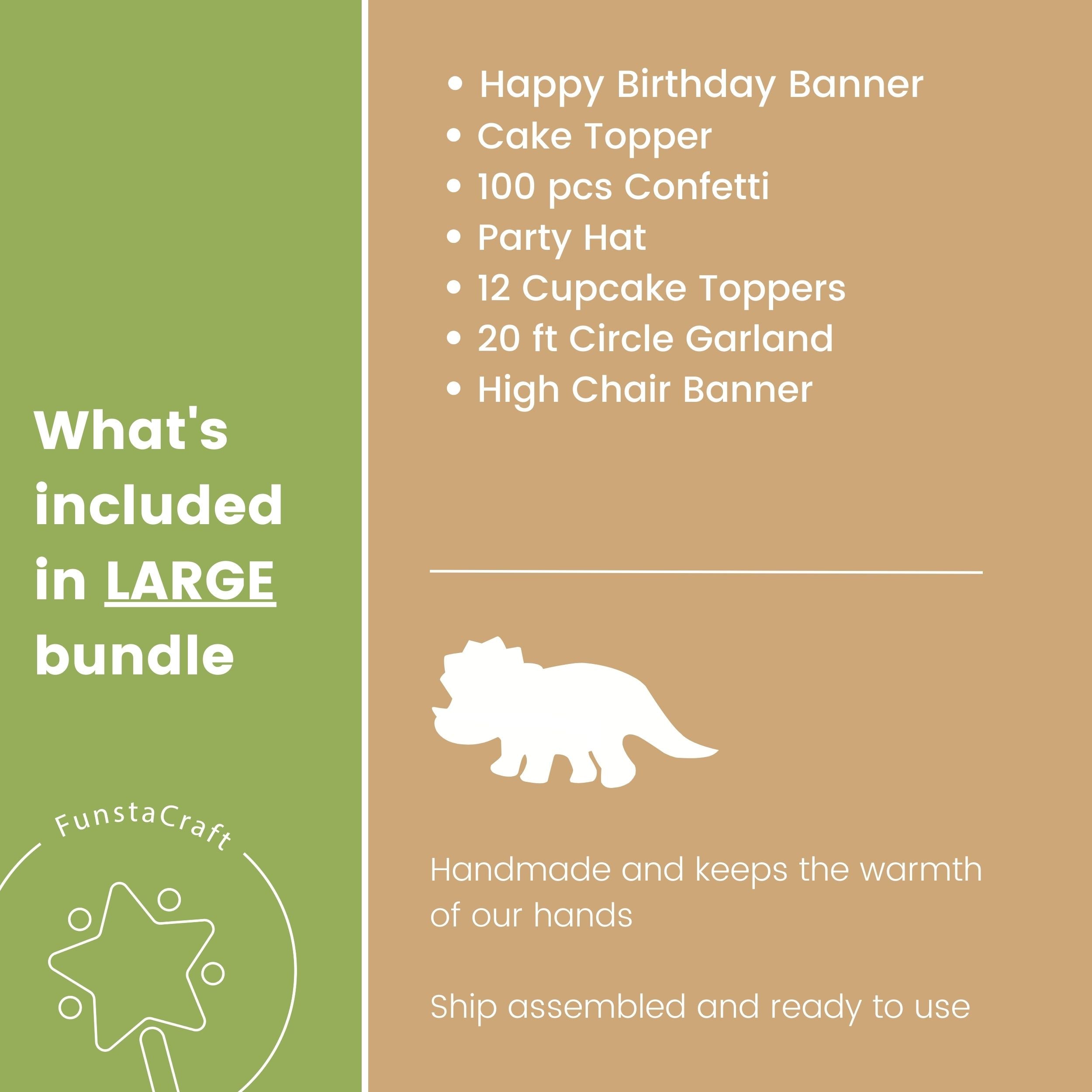 Dino 1st Birthday bundle - Dinosaur Happy Birthday Banner in sage green and terracotta for 1st birthday