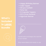 Ice Cream Pastel Scoops Party Bundle for Girl 1st Birthday