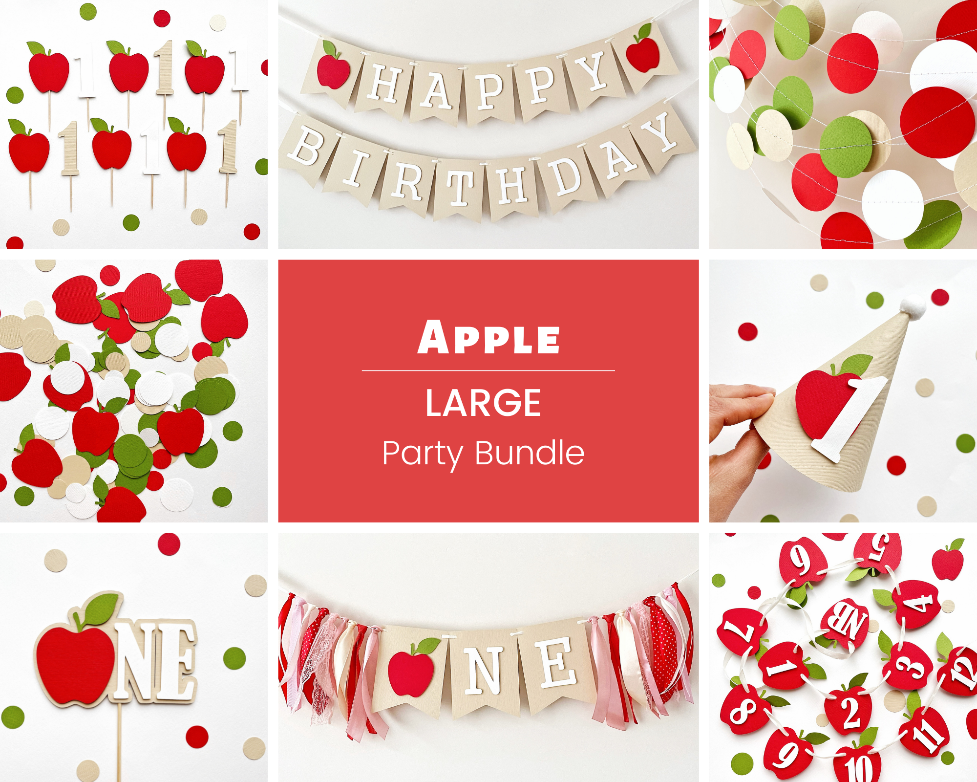 Cute Apple Theme 1st Birthday Bundle - Your Baby's First Bday Bash!