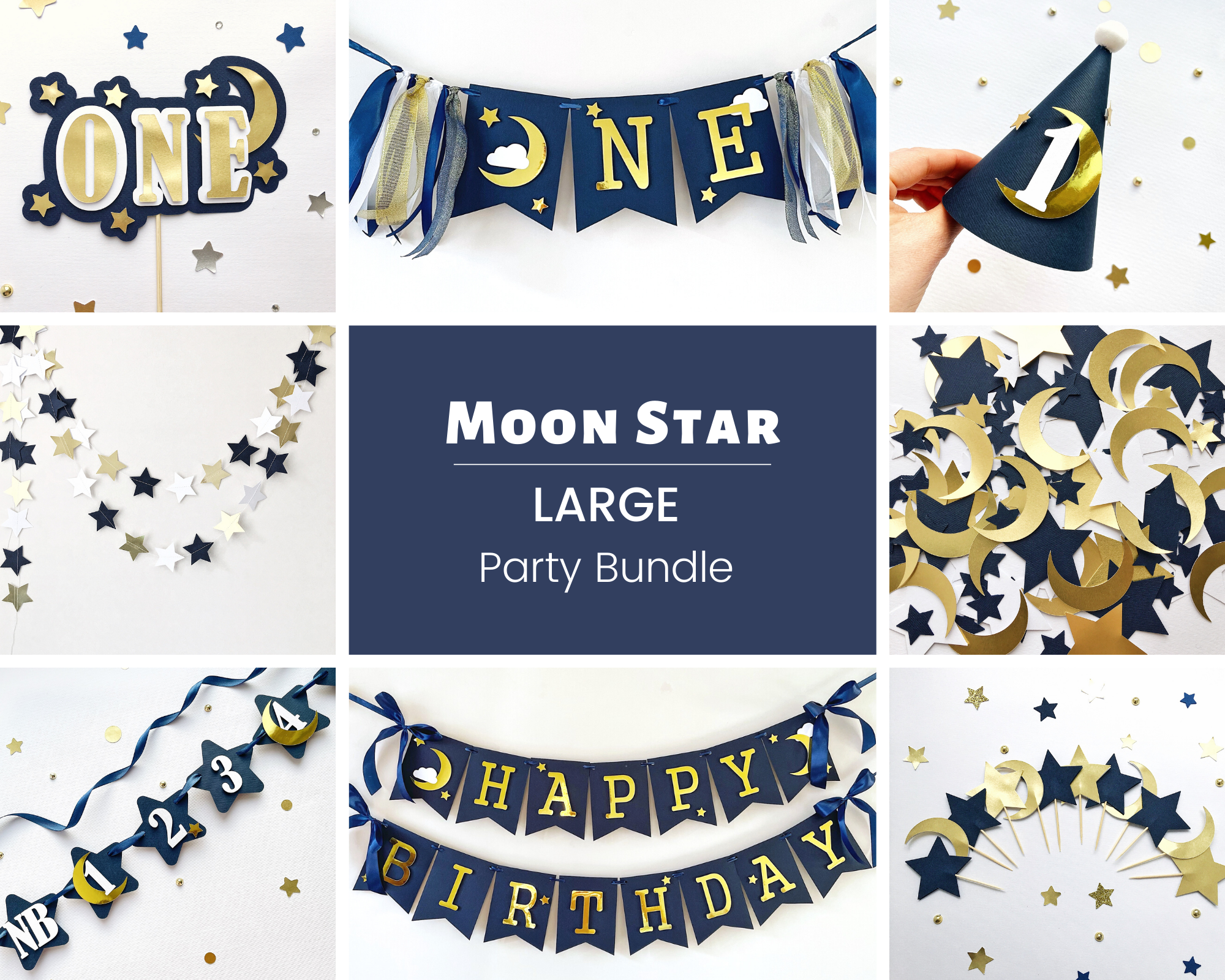 Moon Star Boy 1st Birthday Party Bundle First Birthday Decorations  Love You to the Moon and Back theme Moon Star Party decorations