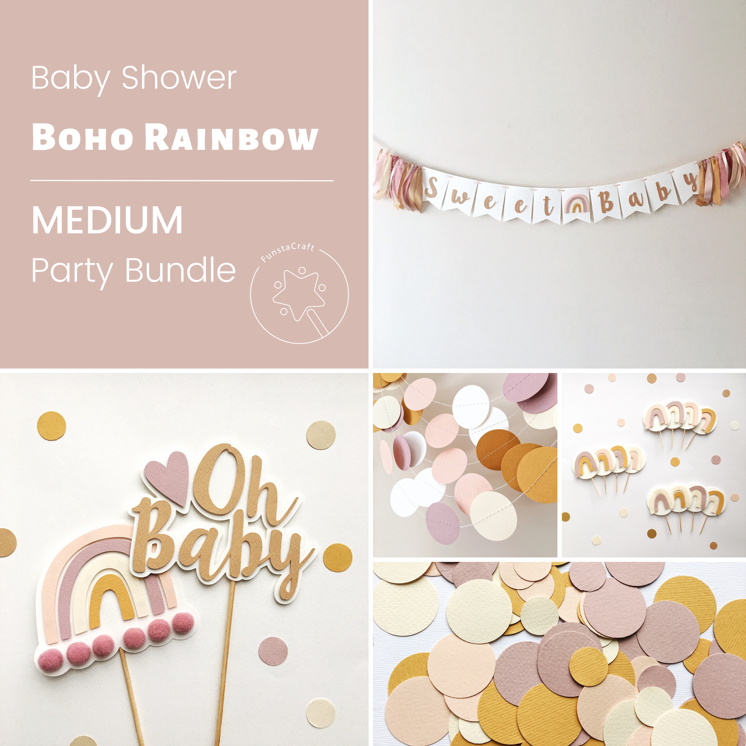 Baby Shower Boho Rainbow Party Bundle