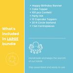 Ocean Animals Birthday party supplies bundle with items listed 