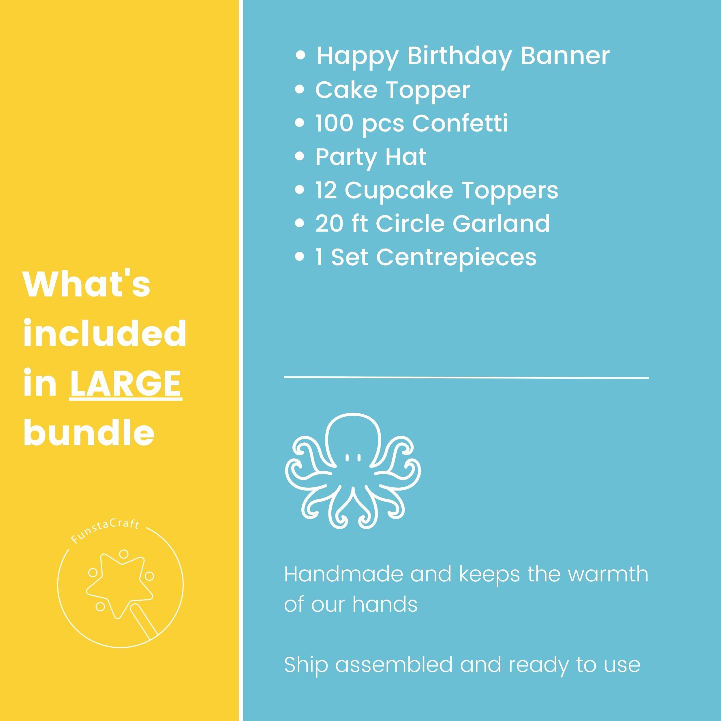 Ocean Animals Birthday party supplies bundle with items listed 