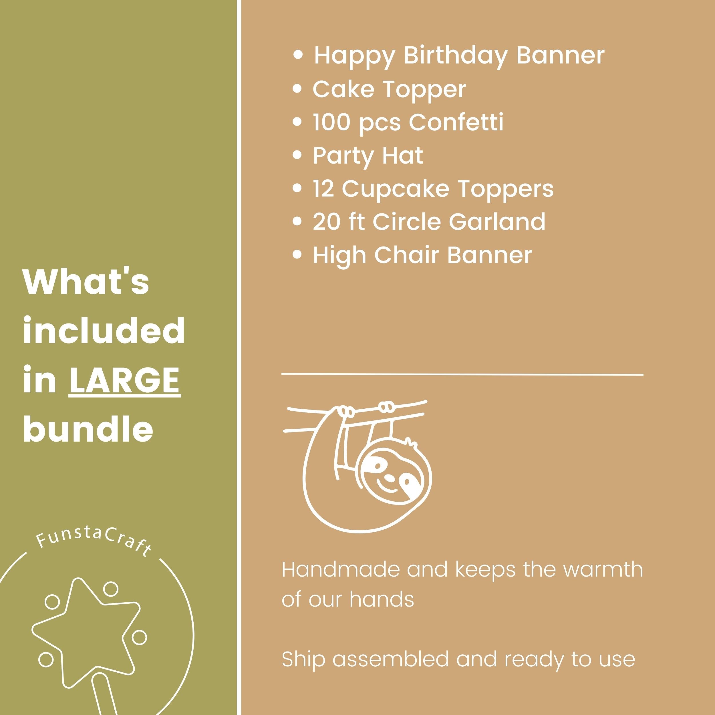 Sloth 1st Birthday Decorations Bundle