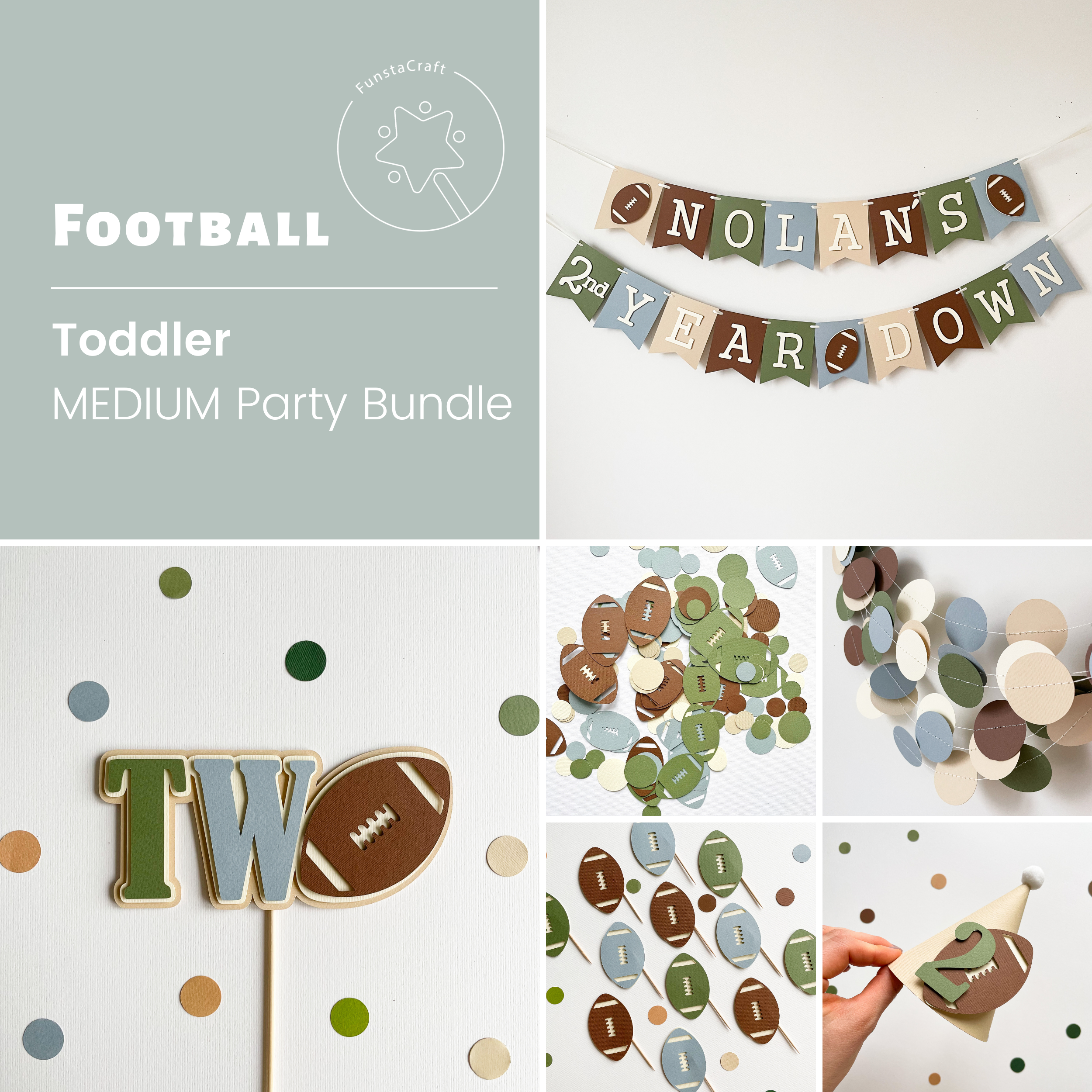 2nd Year Down Birthday Football Toddler Party Decorations