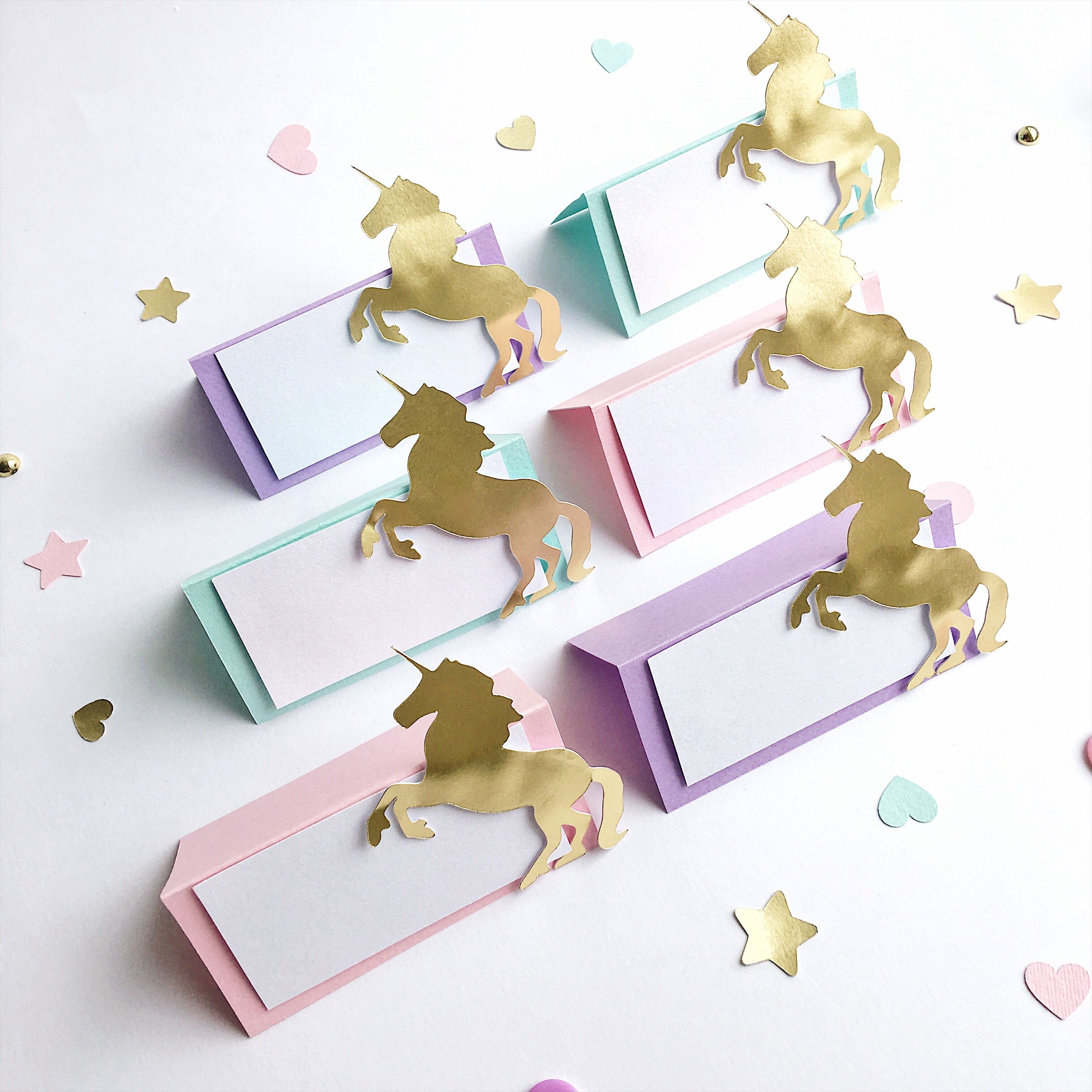 Unicorn Place Cards Rainbow 1st Birthday
