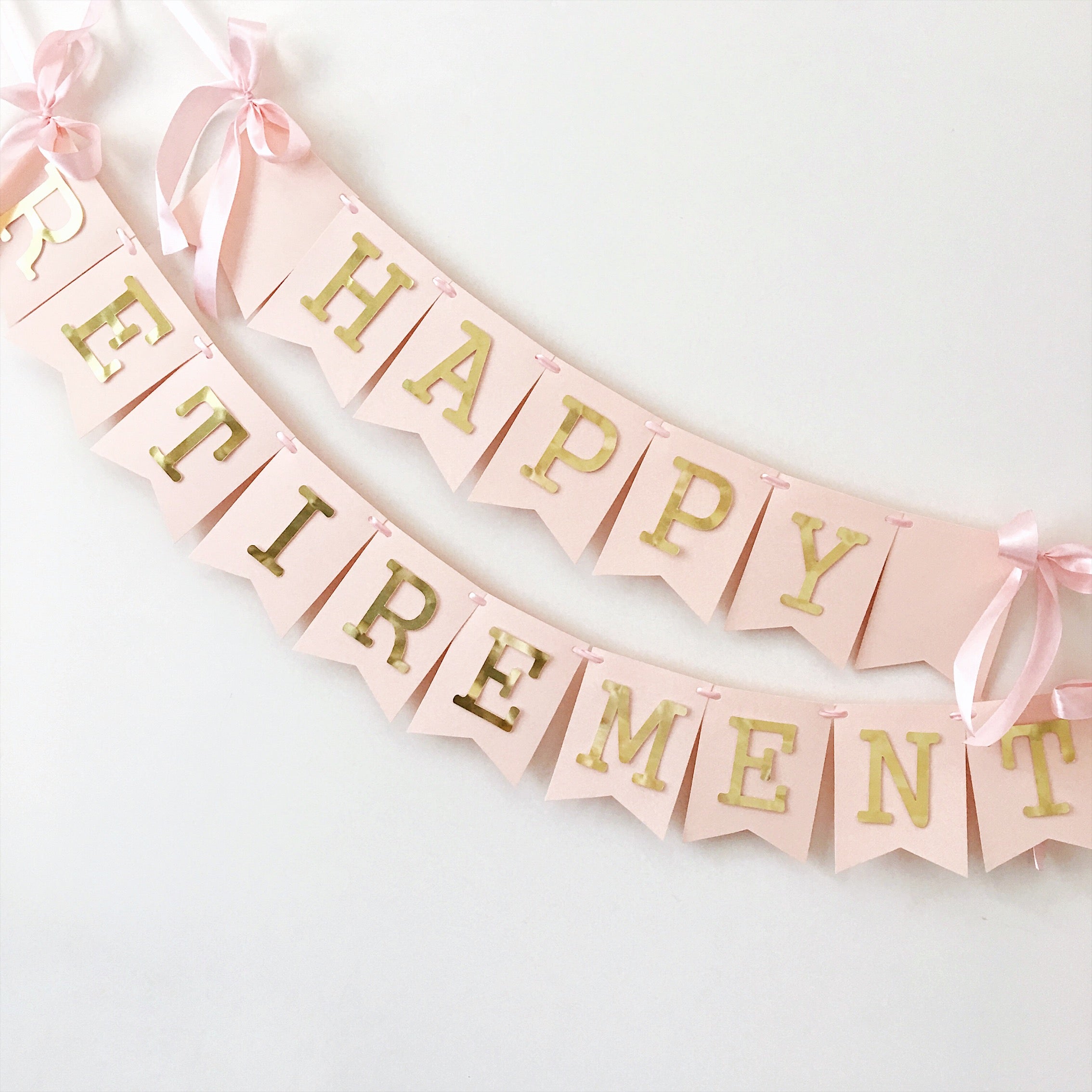 Happy Retirement party banner Blush Gold Happy Birthday Banner Personalized Blush Banner Blush Gold Decorations