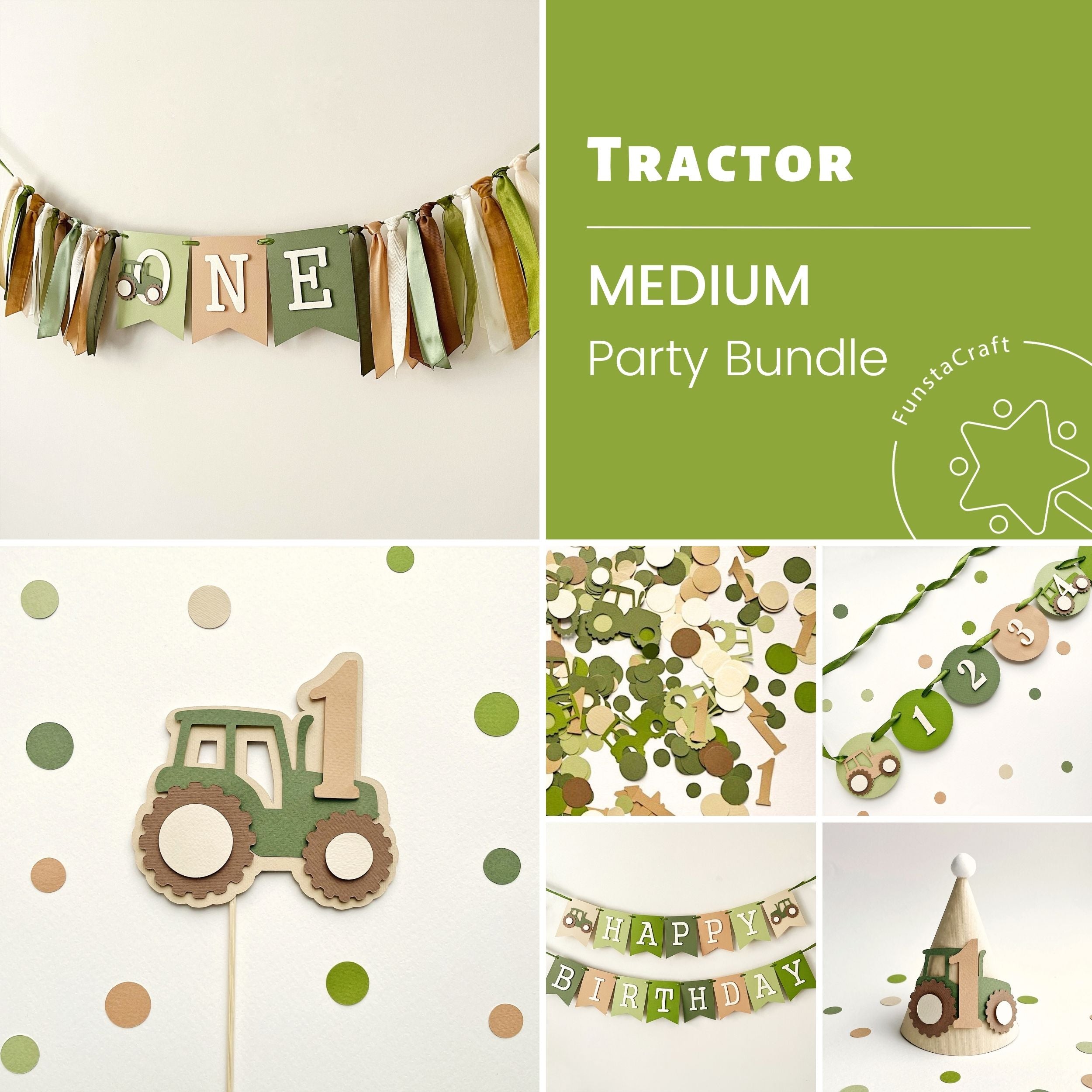 Green Tractor Birthday Party Bundle - Farm Theme Boys Decorations