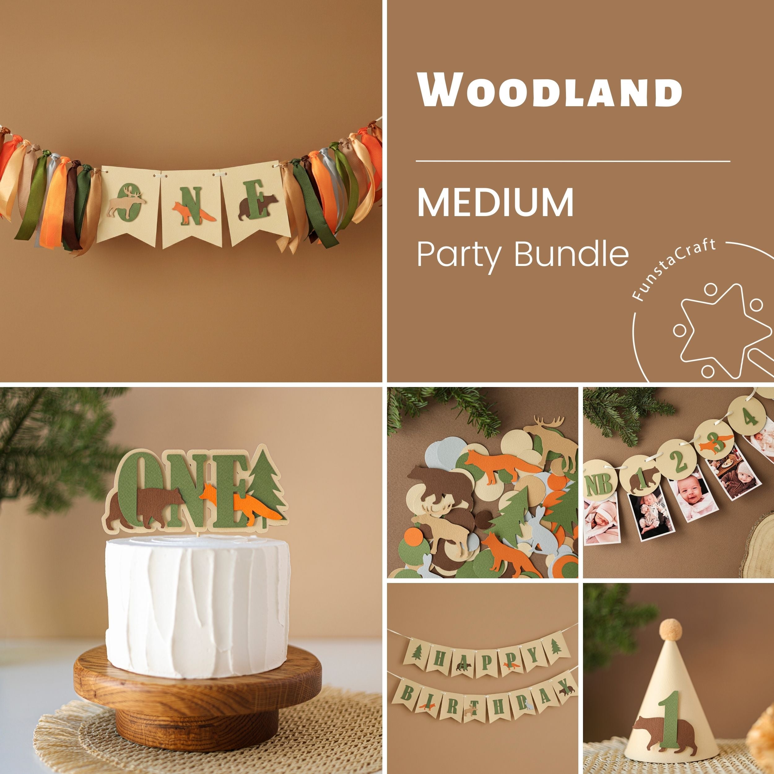 Woodland 1st Birthday Bundle - Forestcore Animals Party Decorations