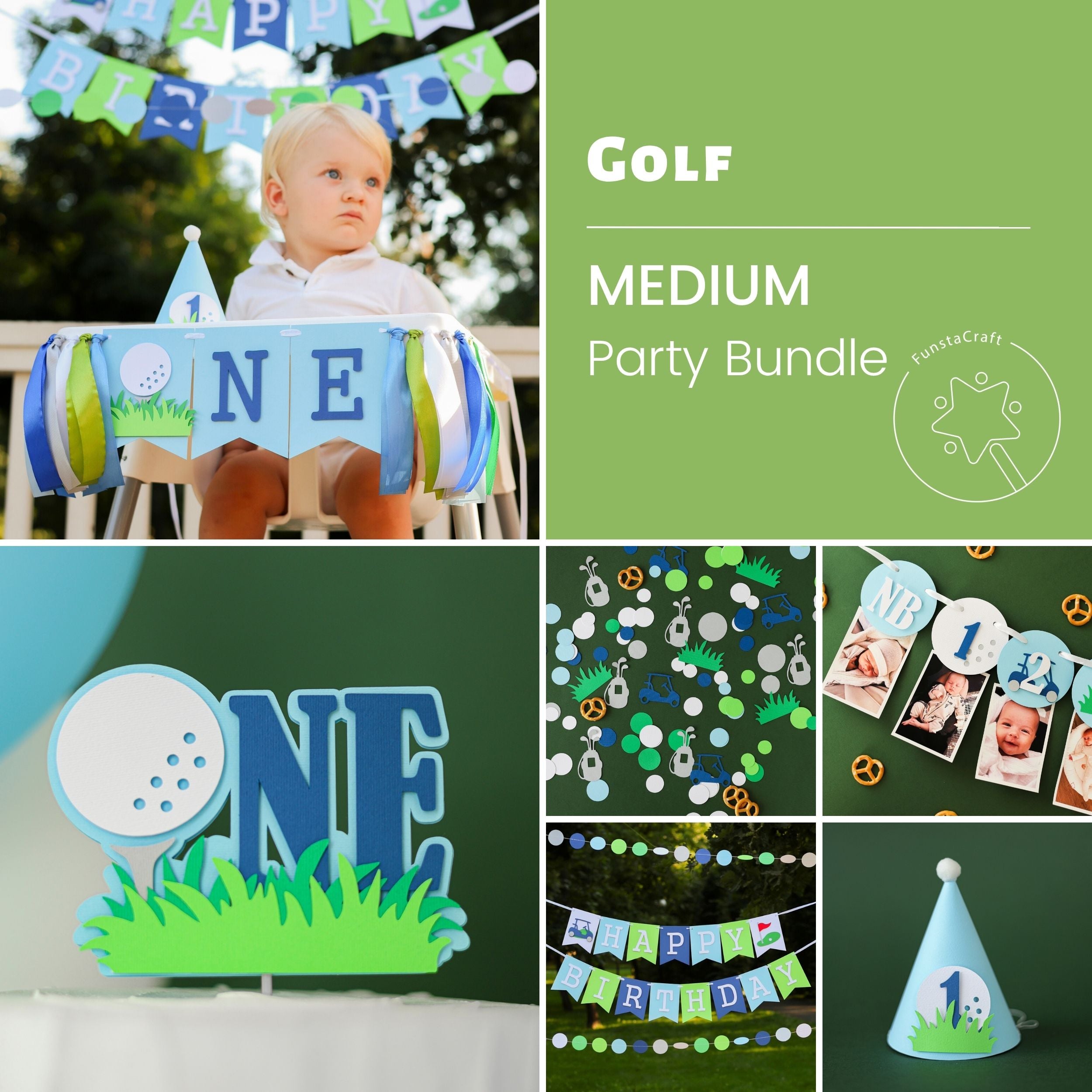 Golf 1st Birthday Party Bundle - Boy Hole in One Birthday Decorations